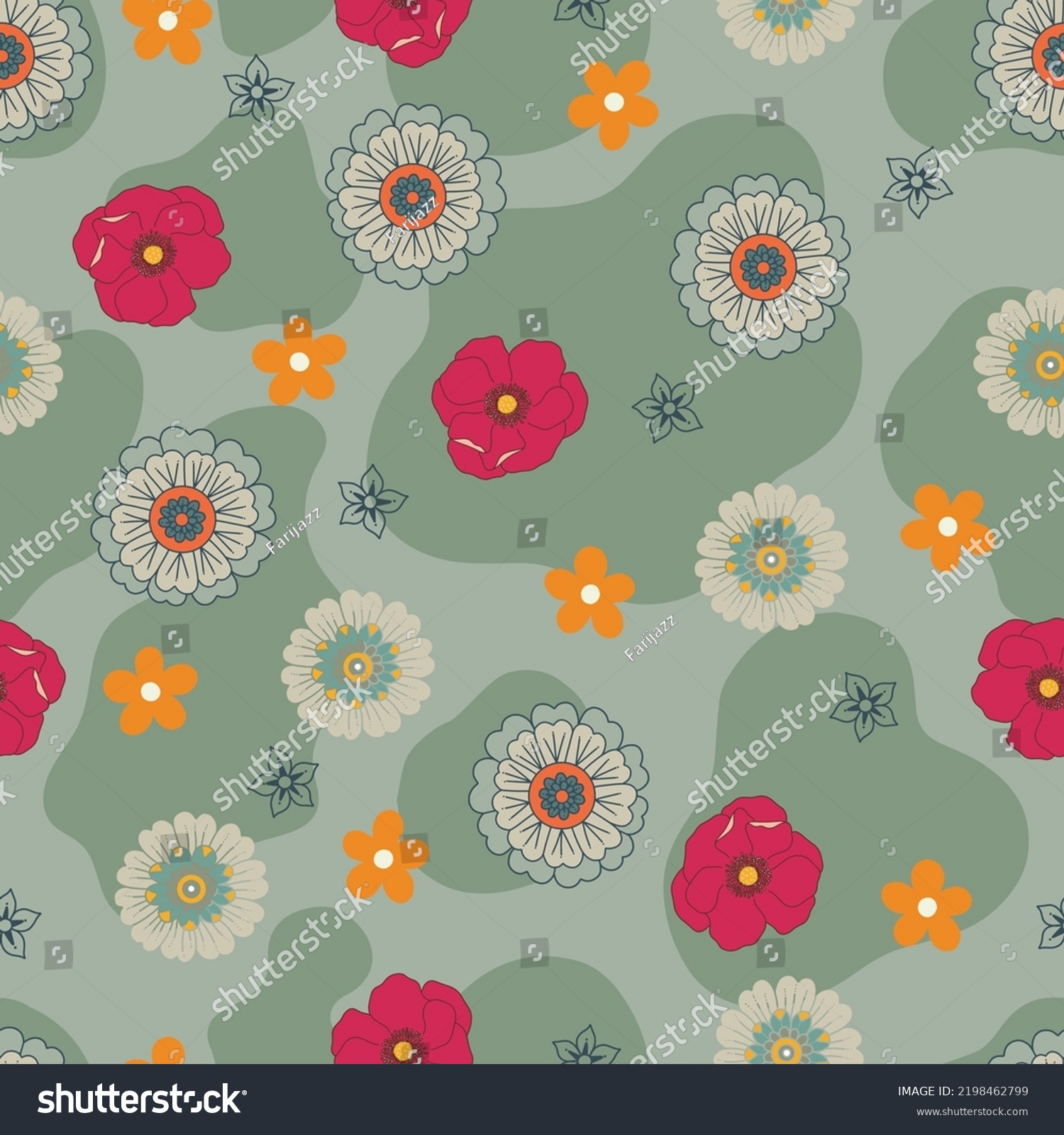 Small Retro Flowers Vector Seamless Pattern Royalty Free Stock Vector