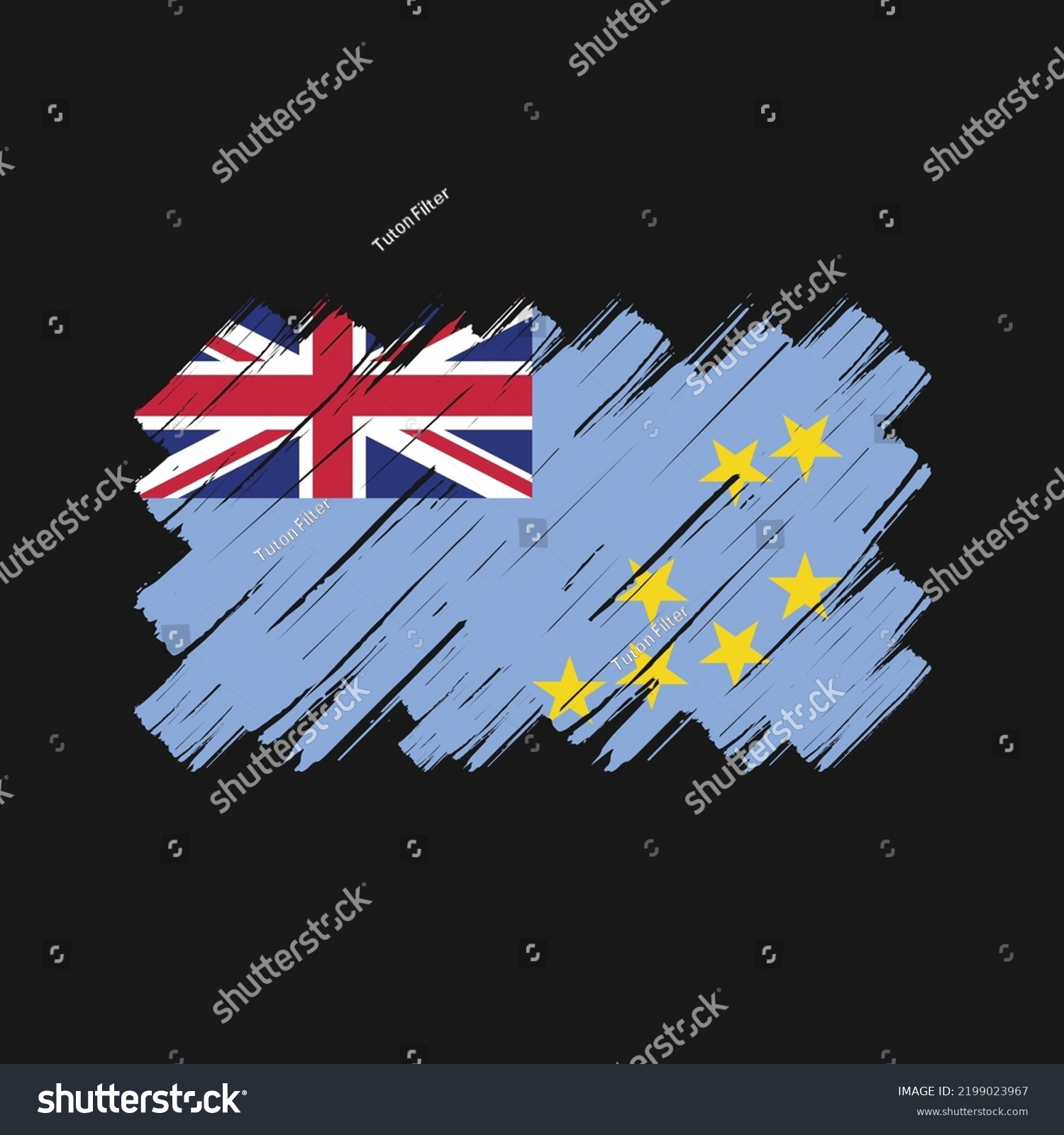 Tuvalu Flag Brush Strokes National Flag Royalty Free Stock Vector