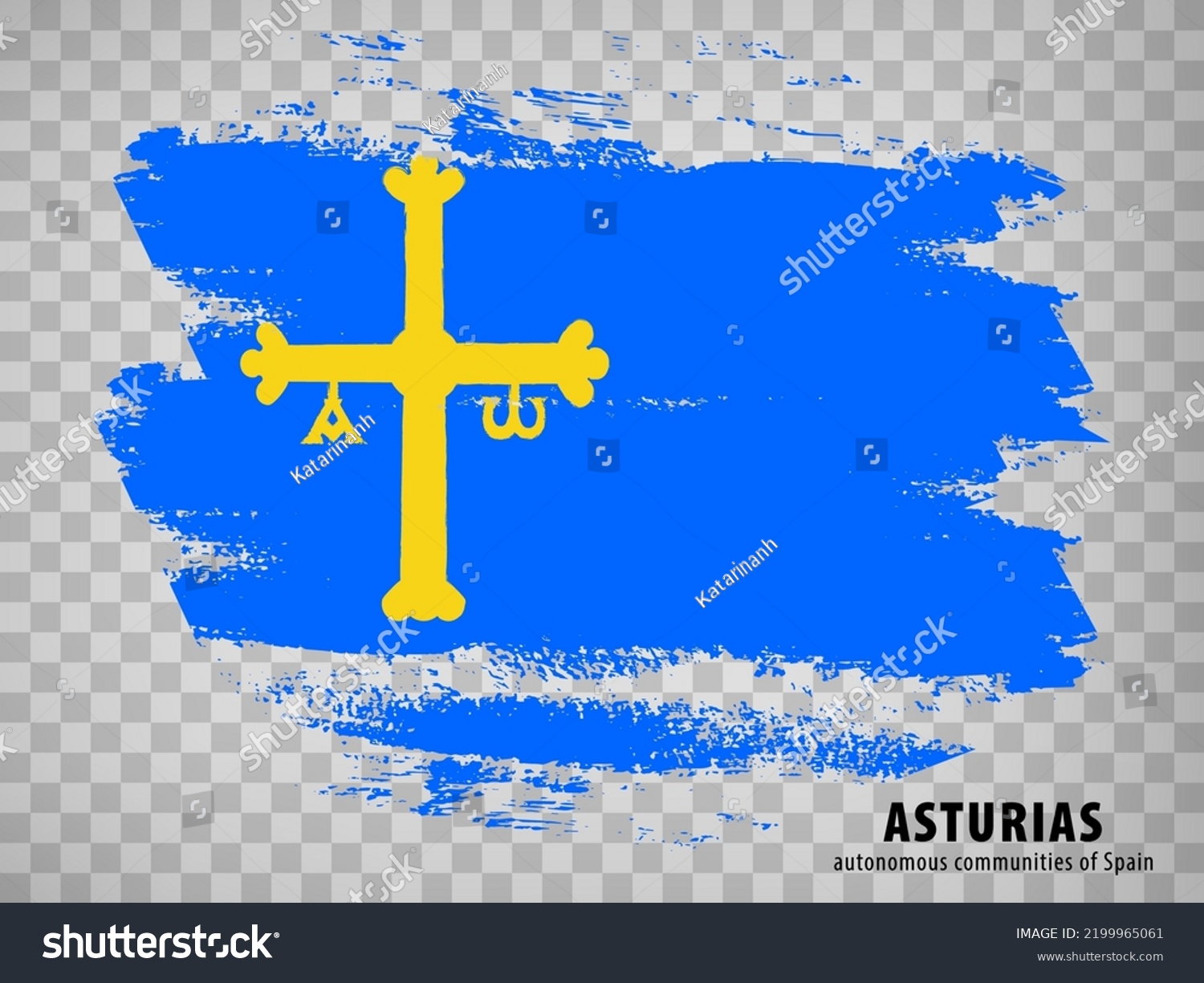 Flag Of Asturias Brush Strokes Flag Autonomous Royalty Free Stock