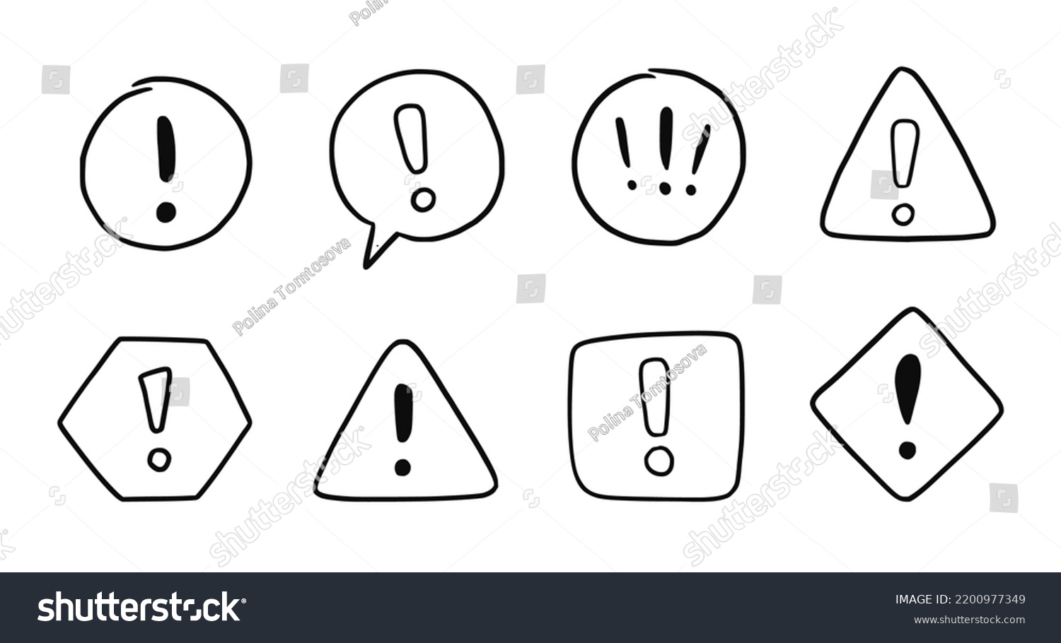 Hand Drawn Exclamation Mark Alert Sign Set Royalty Free Stock