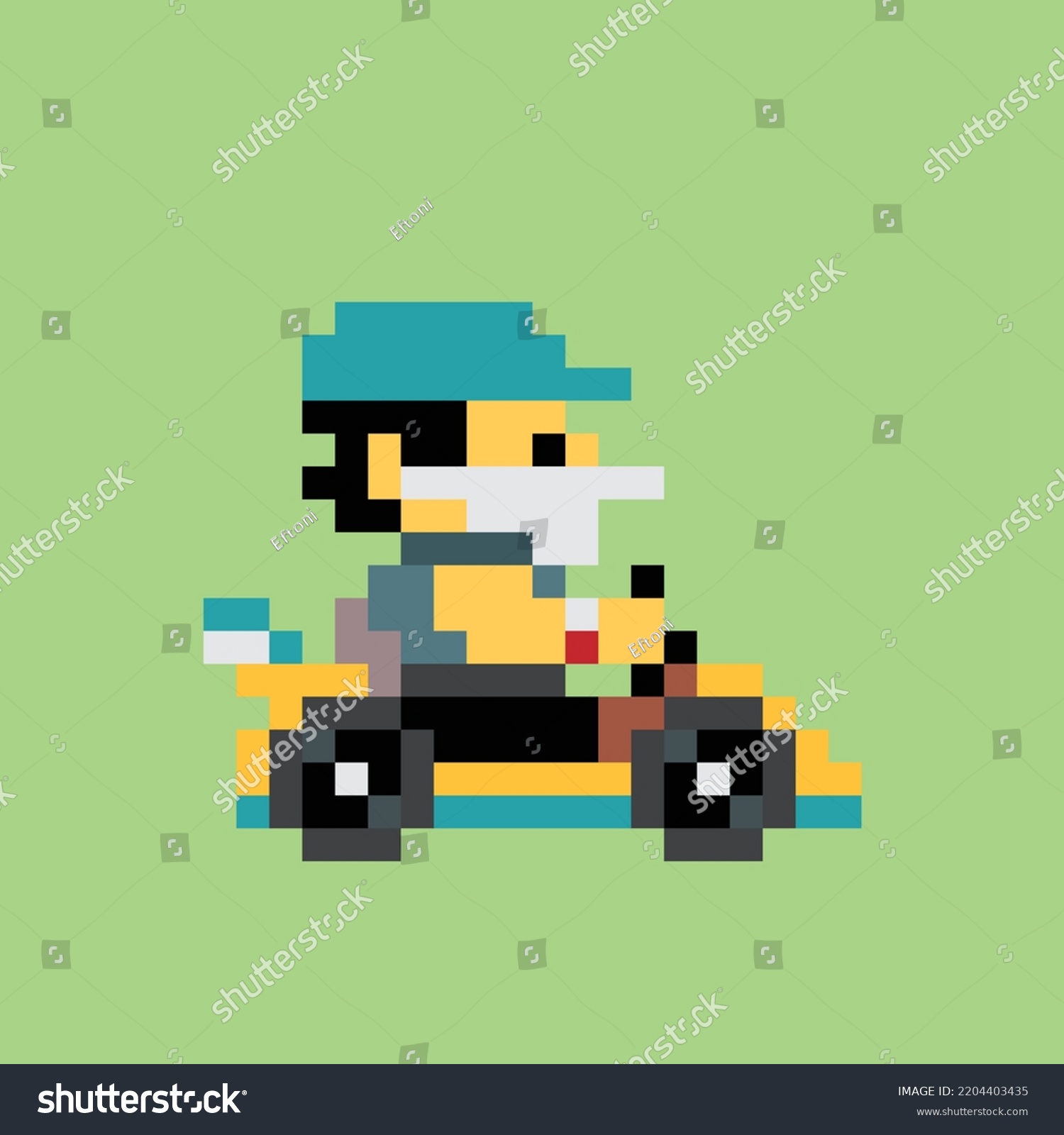 Pixel Art Bit Go Kart Racer Colorful Character Royalty Free Stock