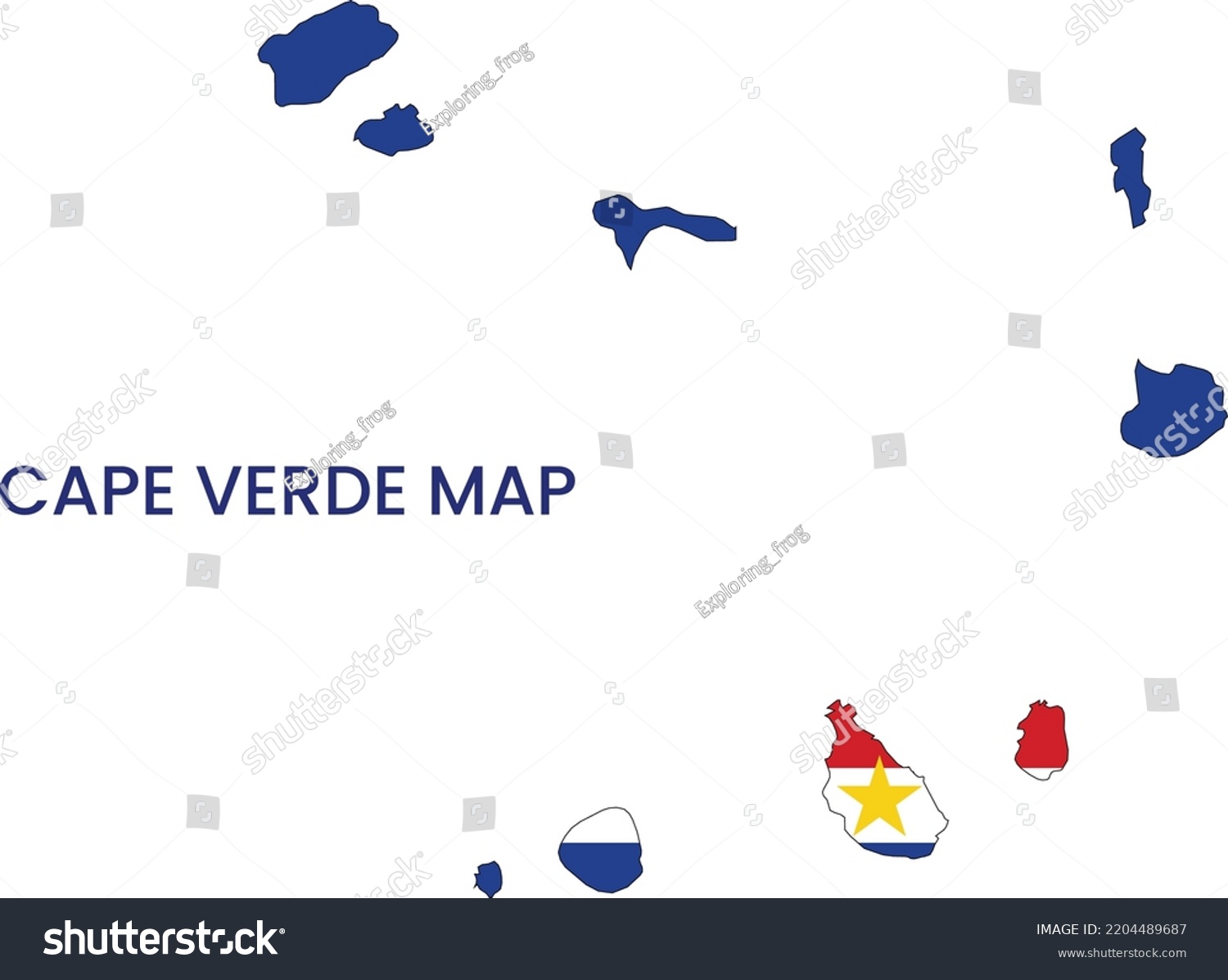 High Detailed Map Of Cape Verde Outline Map Of Royalty Free Stock