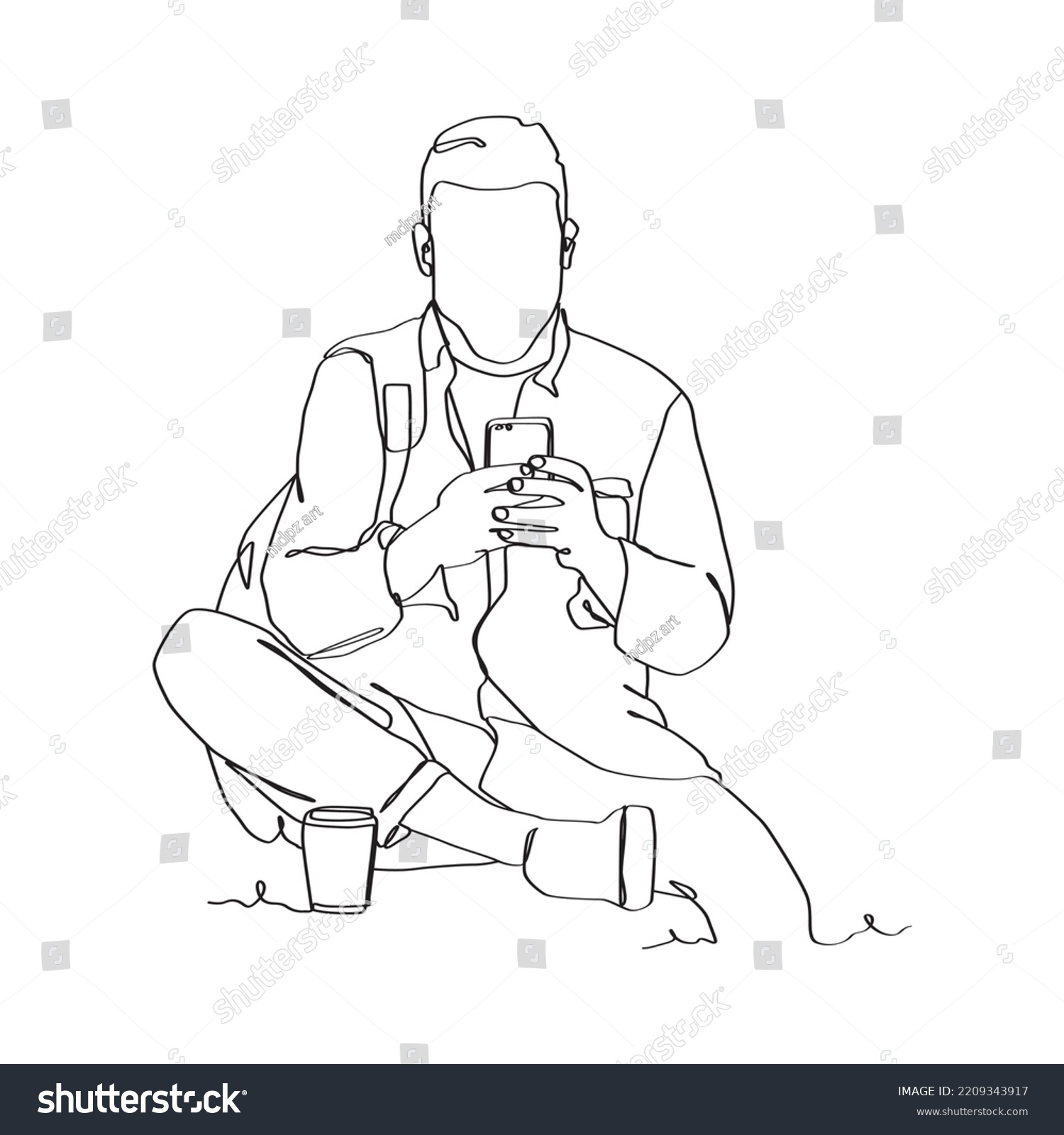 Continuous Line Drawing Of Person Holding Royalty Free Stock Vector