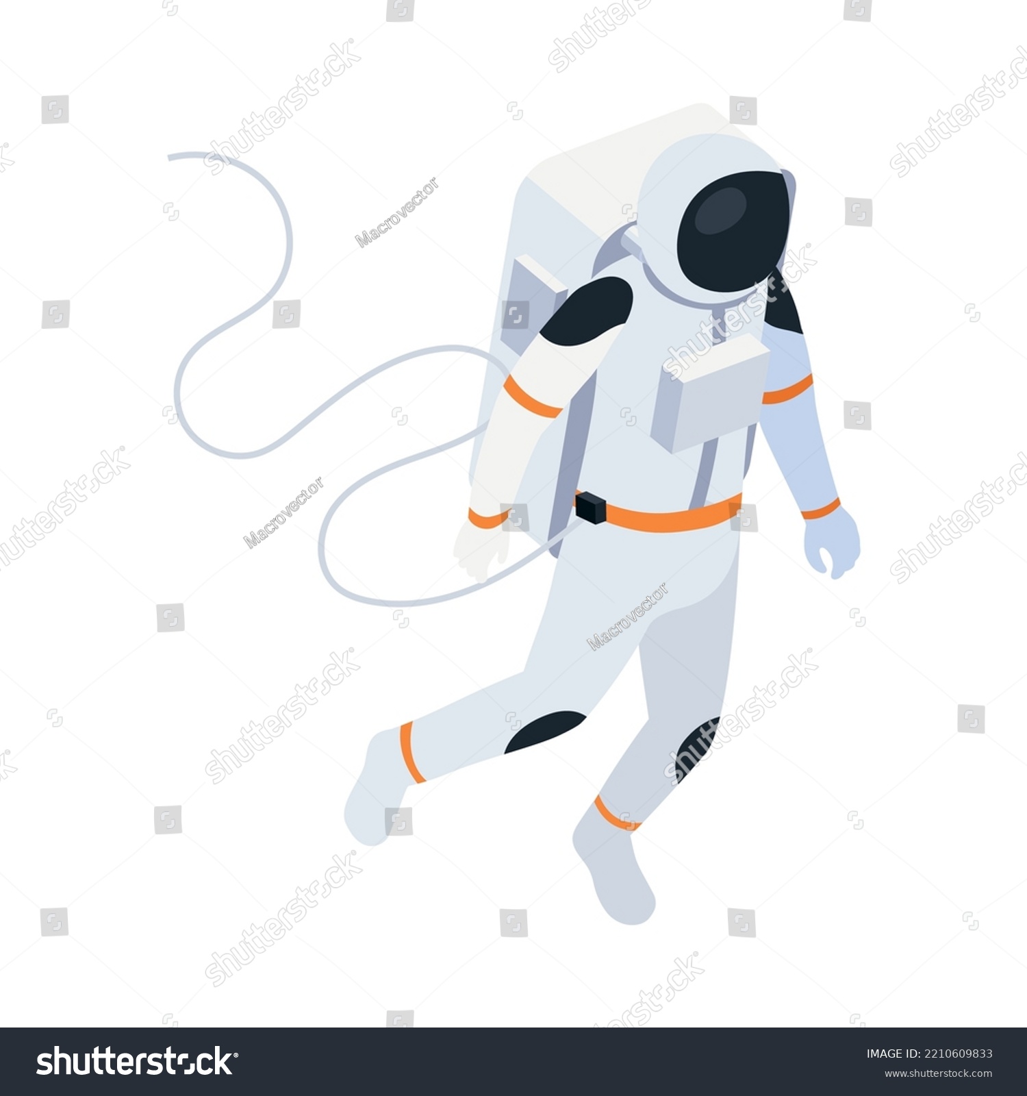 Isometric Astronaut Wearing Spacesuit In Outer Royalty Free Stock