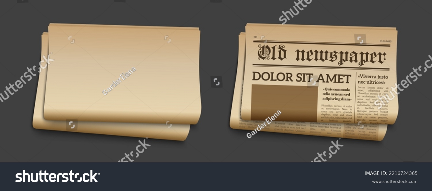 Old Newspaper Mockup Retro Newsprint Page Royalty Free Stock Vector