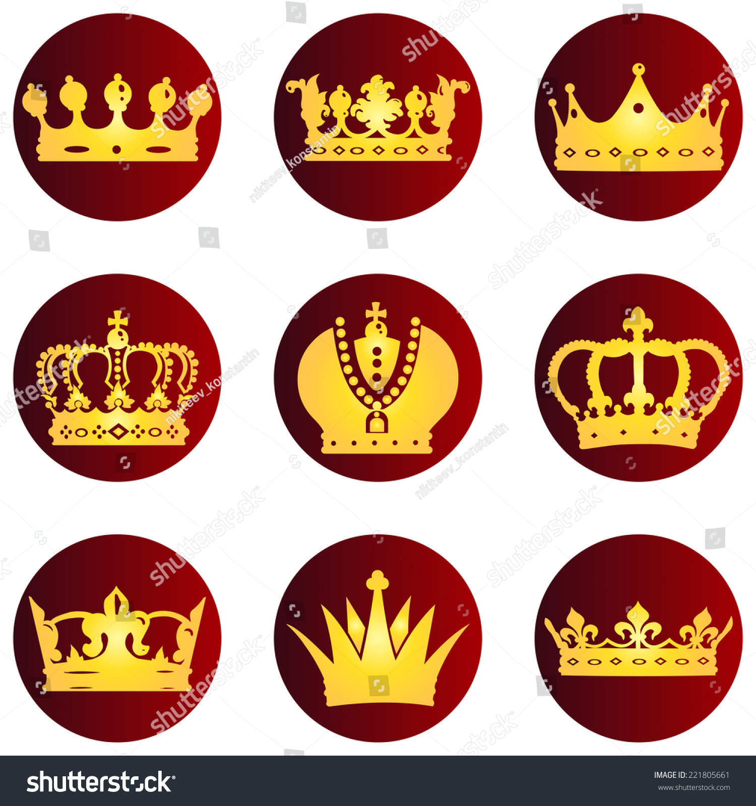 Vector Set Of Royal Crown Icons Royalty Free Stock Vector