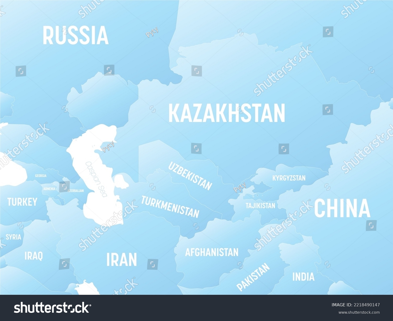 Central Asia Detailed Political Map With Lables Royalty Free Stock