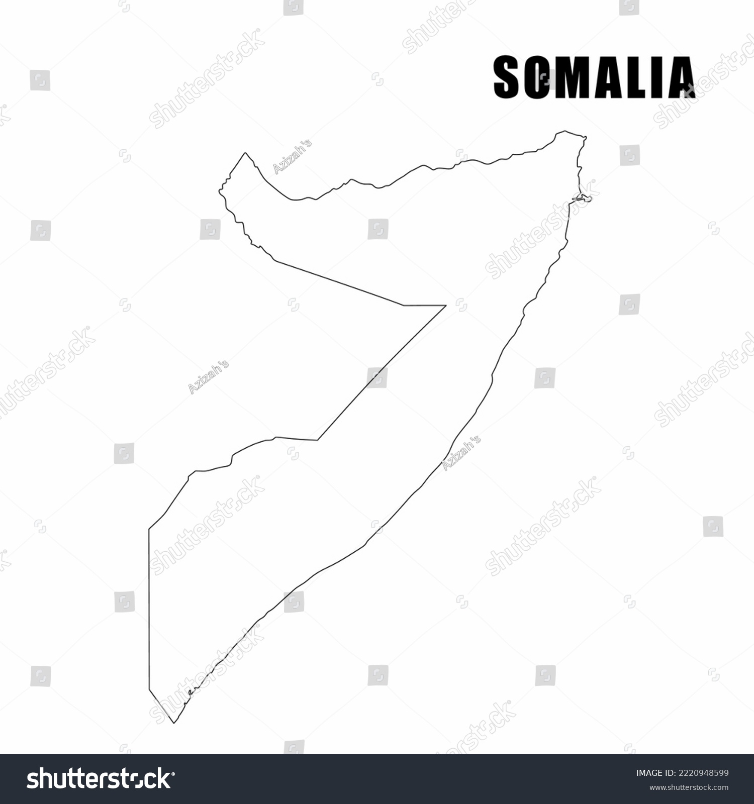 Vector Illustration Of Outline Map Of Somalia Royalty Free Stock