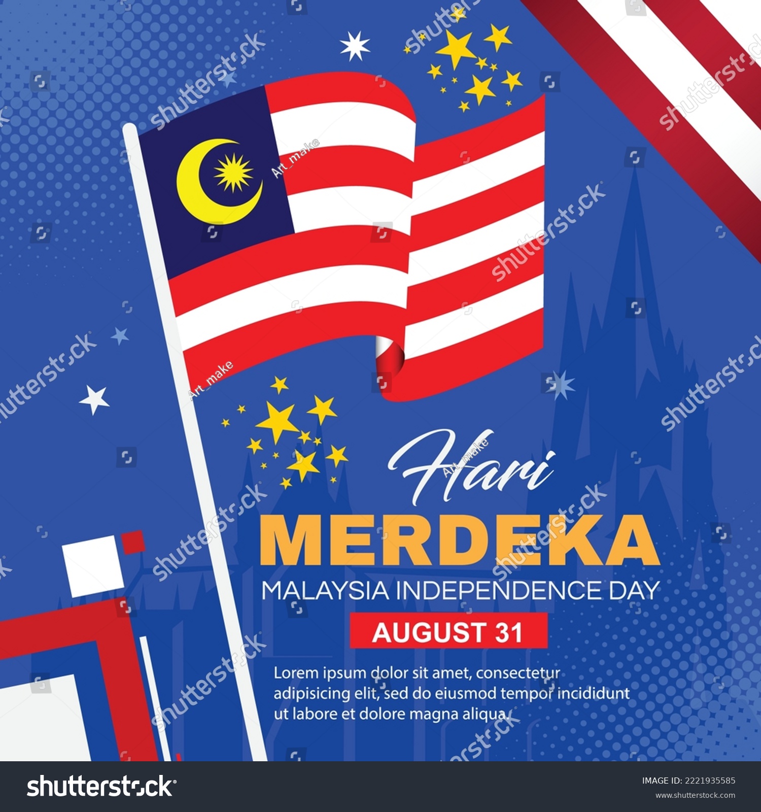 Happy Hari Merdeka Malaysia Independence Day 31 Royalty Free Stock