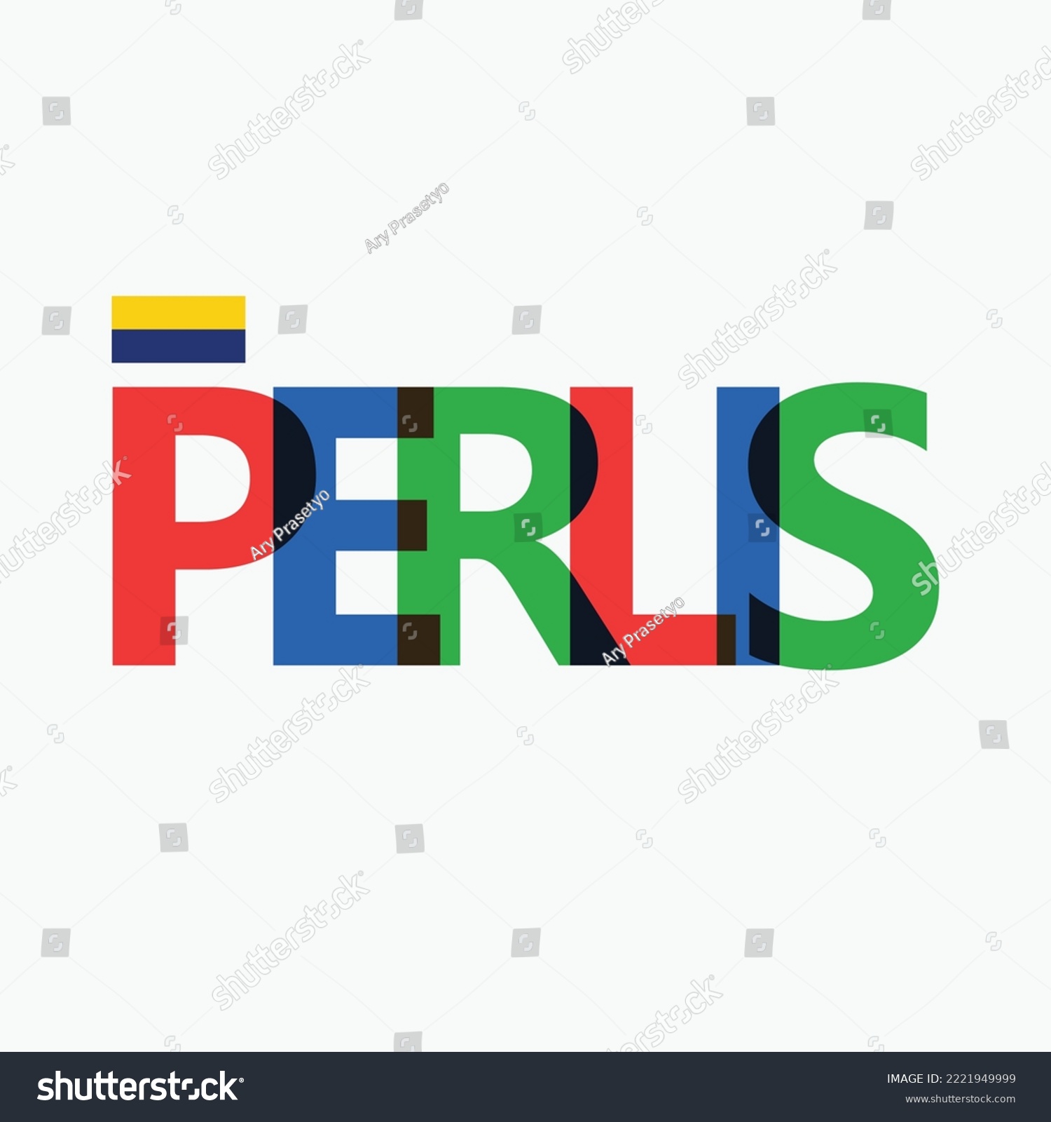 Perlis Vector RGB Overlapping Letters Typography Royalty Free Stock