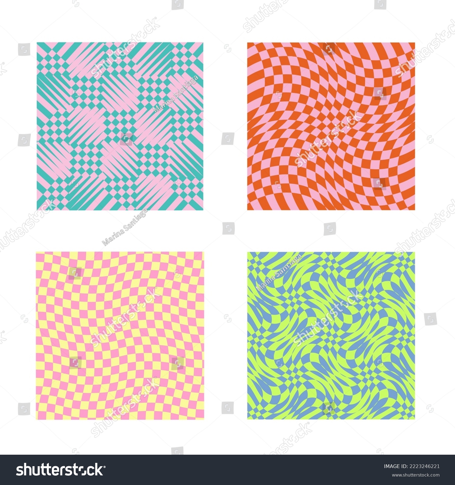 Set Of Checkered Distorted Grid Abstract Royalty Free Stock Vector