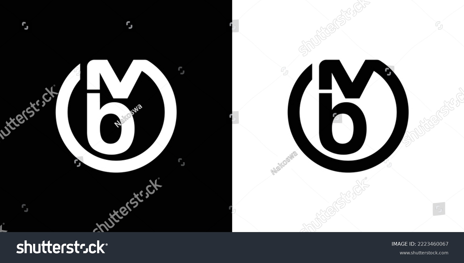 Mb Letter Logo Design BM Monogram Initials Royalty Free Stock Vector