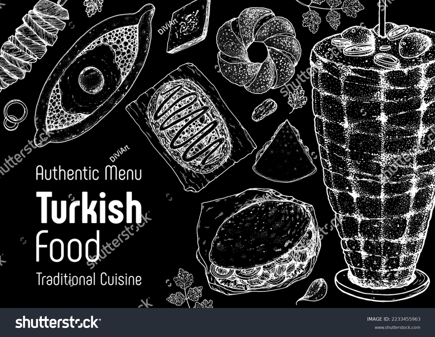 Turkish Food Top View Vector Illustration Food Royalty Free Stock