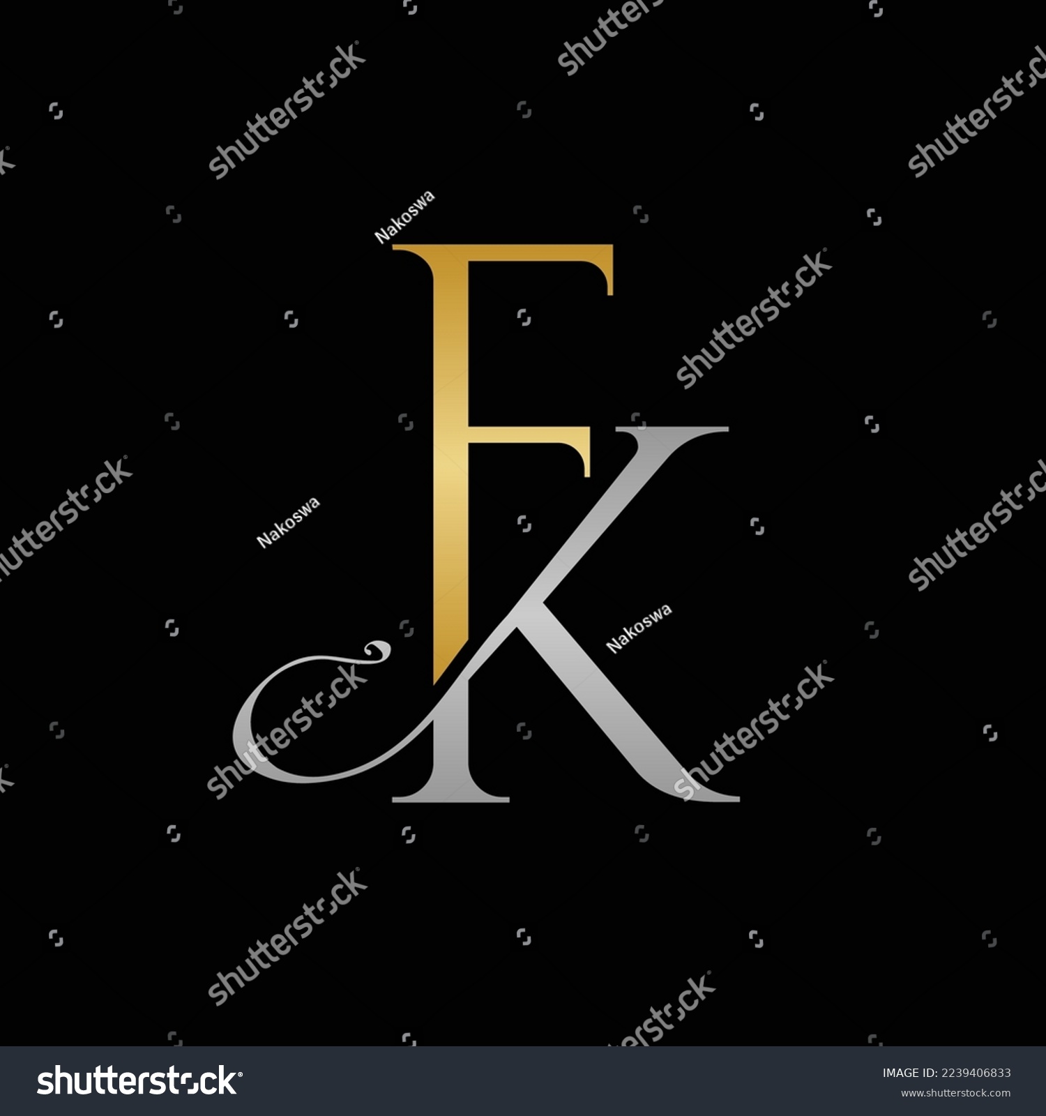 Fk Letter Logo Design Kf Monogram Logo Fk Royalty Free Stock Vector