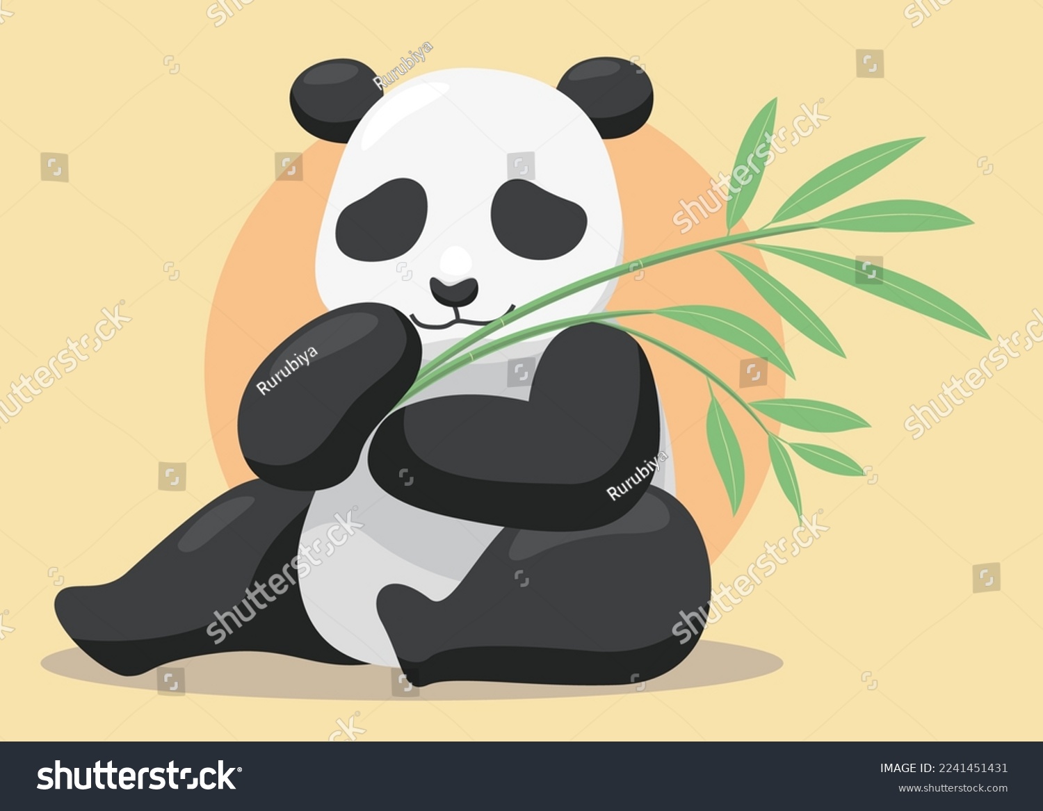 Illustration Of Cute Panda Eating Bamboo Royalty Free Stock Vector