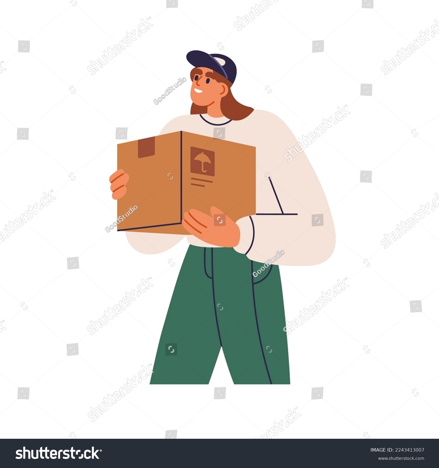 Courier Holding Box Delivery Service Of Parcel Royalty Free Stock