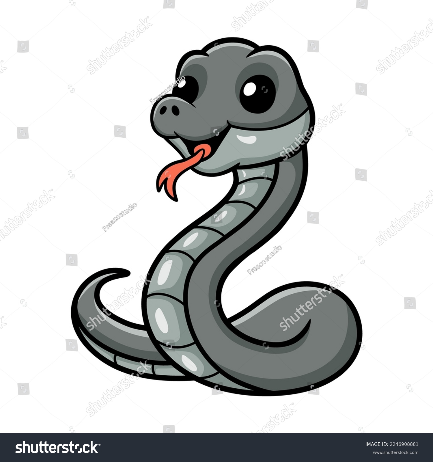 Cute Black Mamba Snake Cartoon Royalty Free Stock Vector