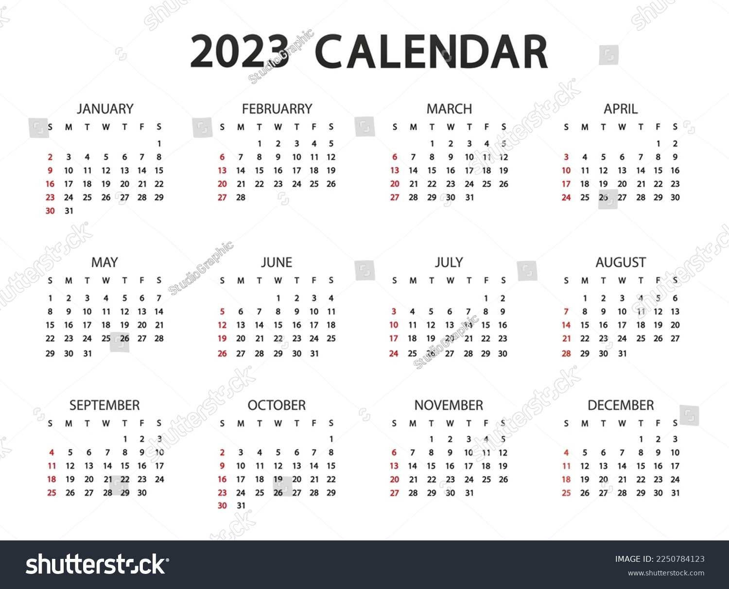 Calendar Year Vector Illustration The Week Royalty Free Stock