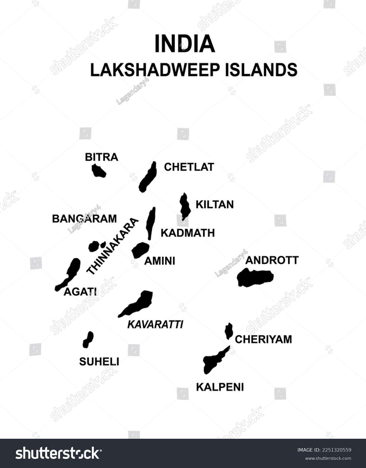 Lakshadweep Islands Map Island Of India In Royalty Free Stock Vector