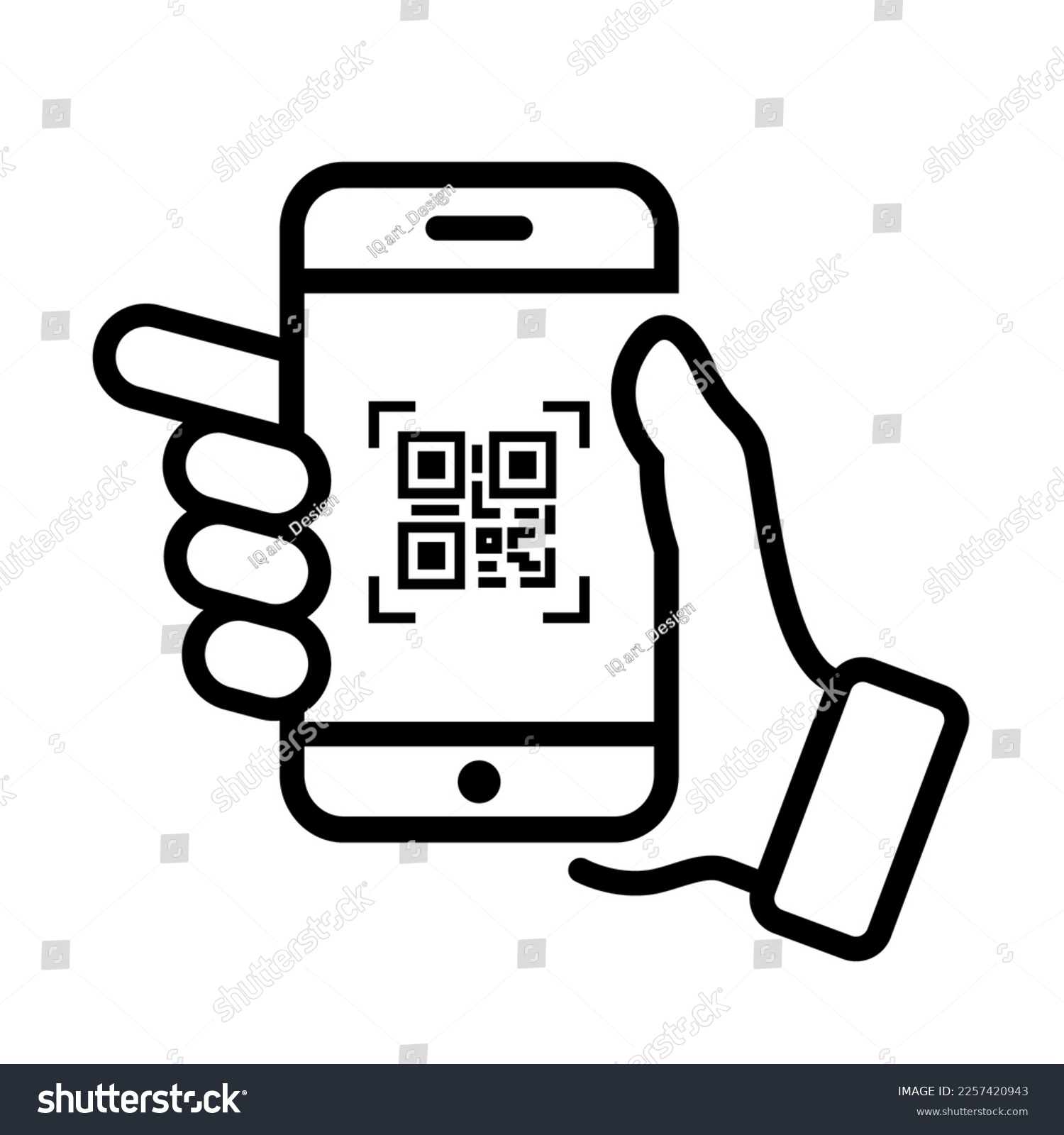 QR Code Scanning Icon In Smartphone Hand Royalty Free Stock Vector