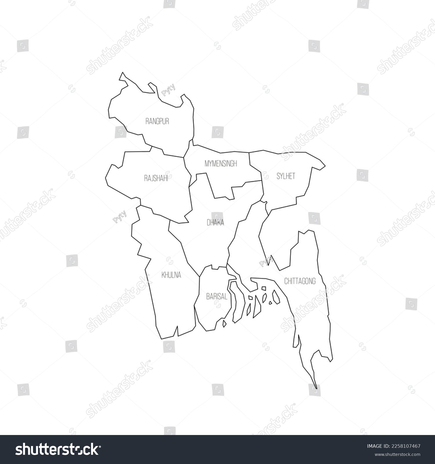 Bangladesh Political Map Of Administrative Royalty Free Stock Vector