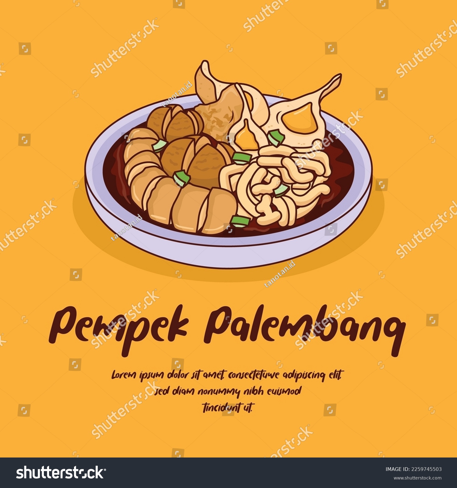 Hand Drawn Indonesia Traditional Food Pempek Royalty Free Stock