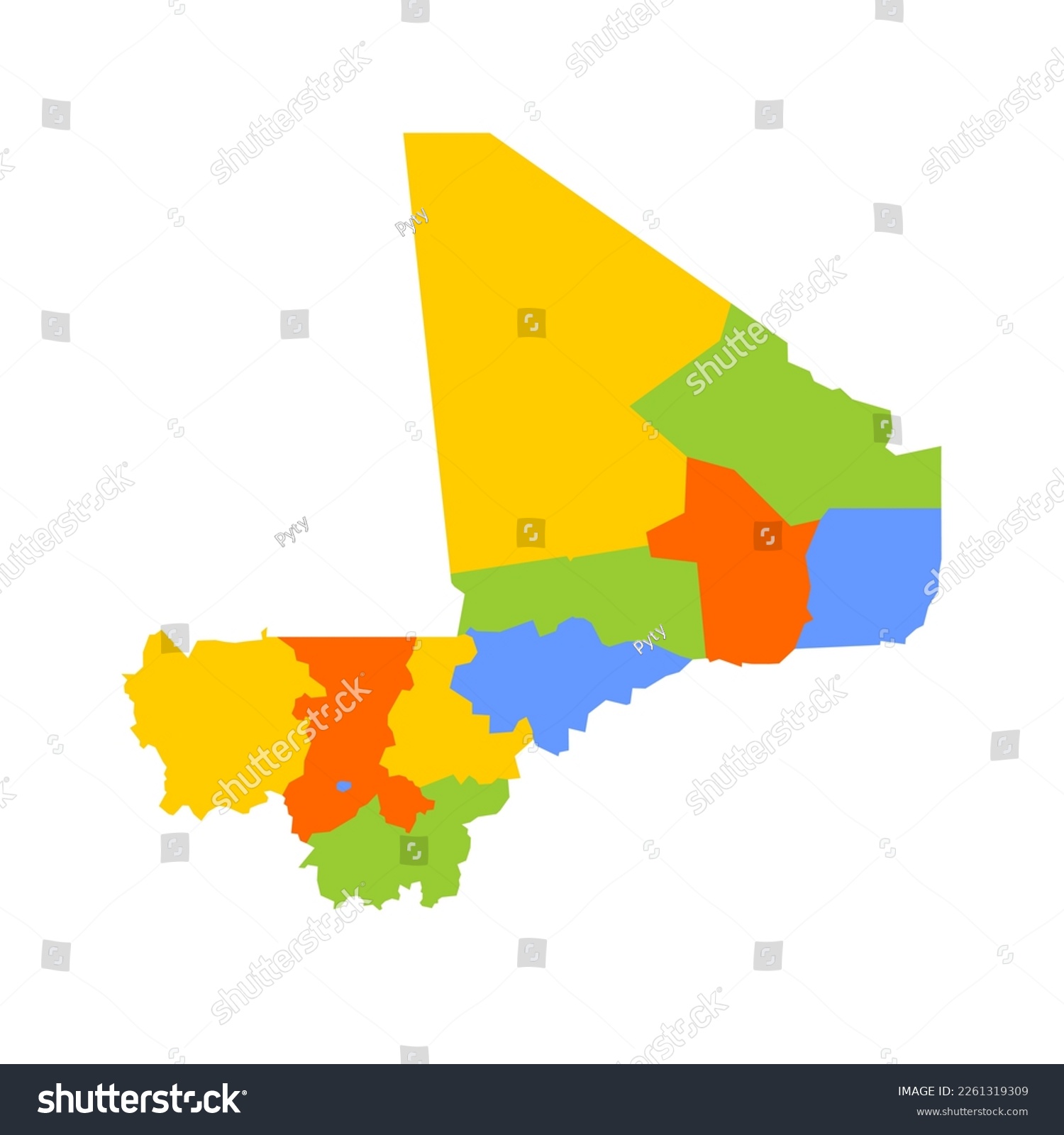 Mali Political Map Of Administrative Divisions Royalty Free Stock