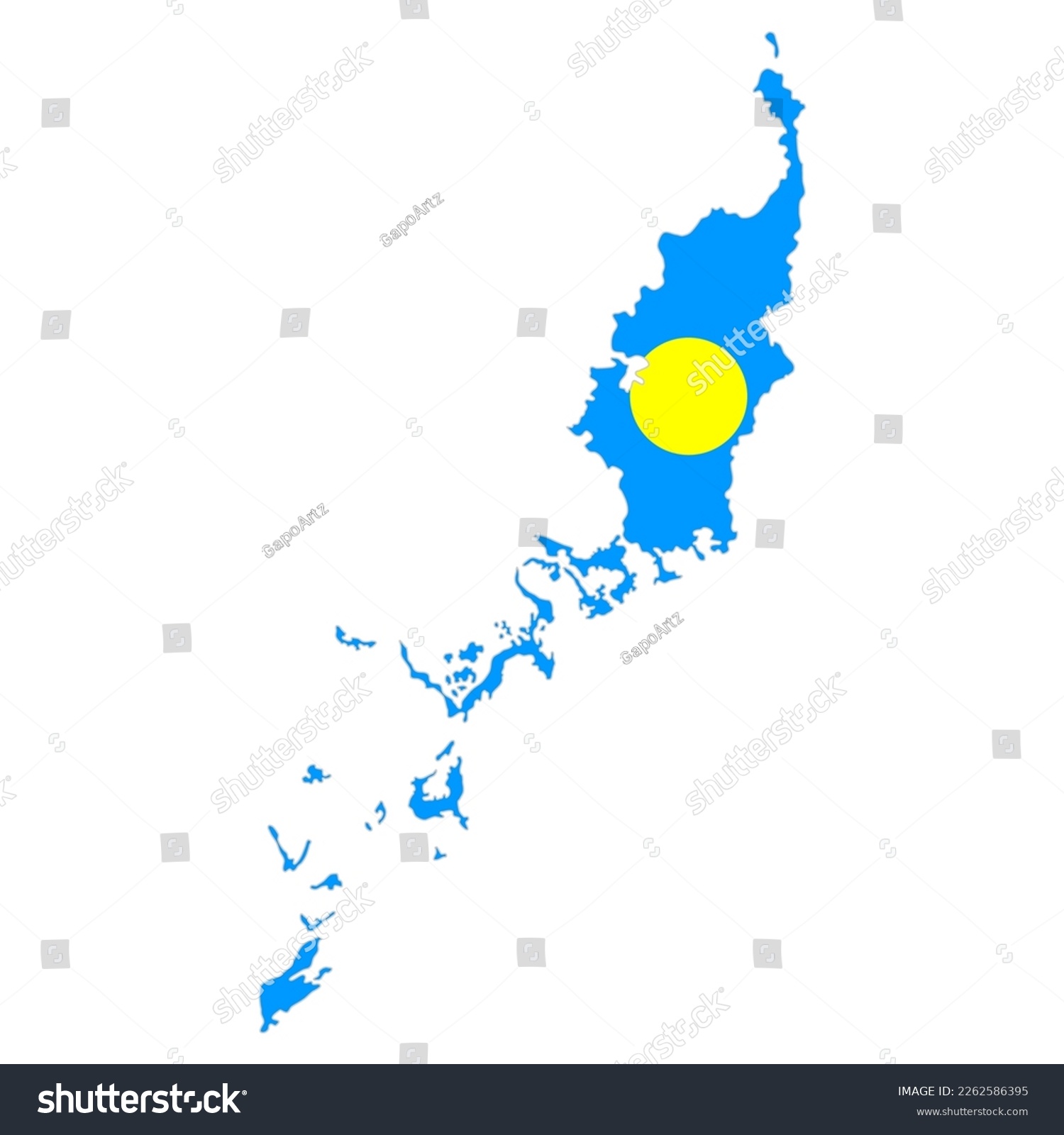 Palau Map With A Flag Inside The Map Vector Royalty Free Stock