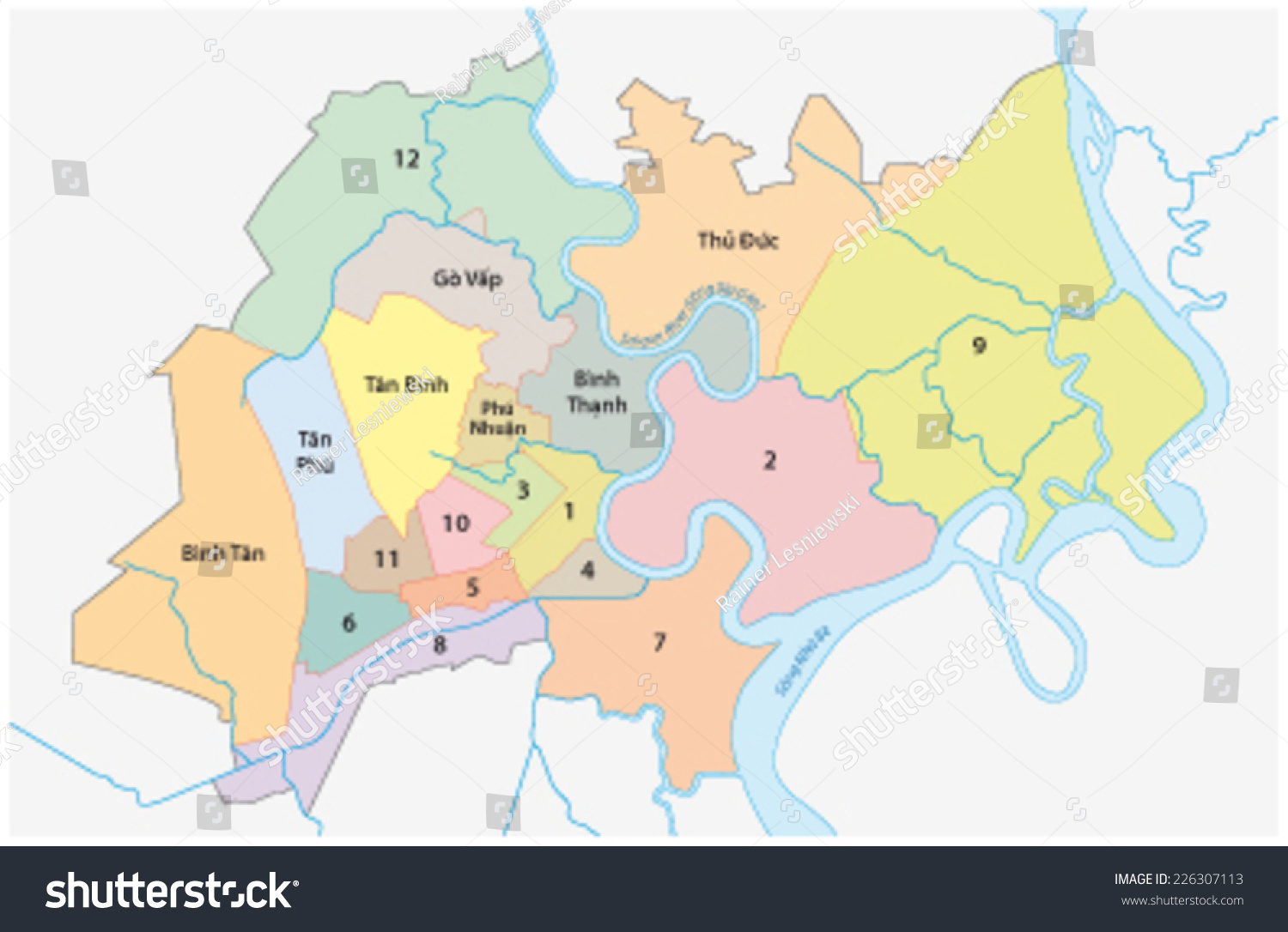 Ho Chi Minh City Administrative Map Royalty Free Stock Vector