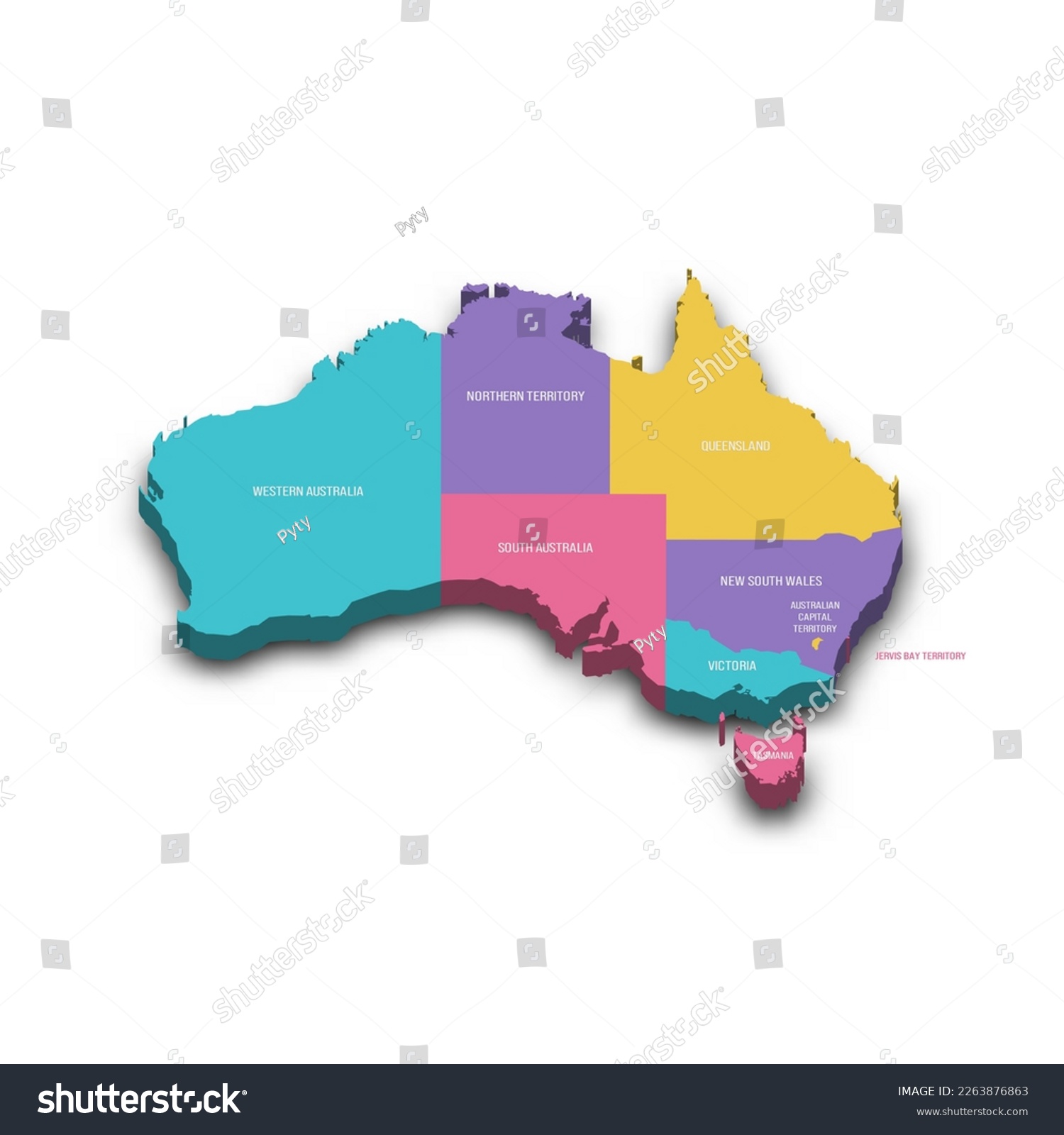 Australia Political Map Of Administrative Royalty Free Stock Vector