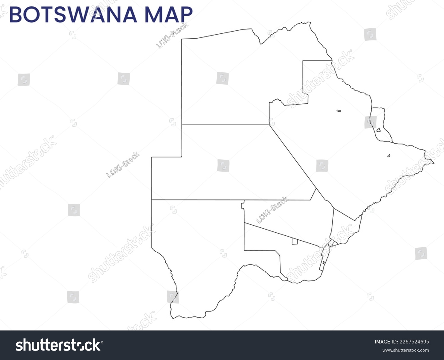 High Detailed Map Of Botswana Outline Map Of Royalty Free Stock