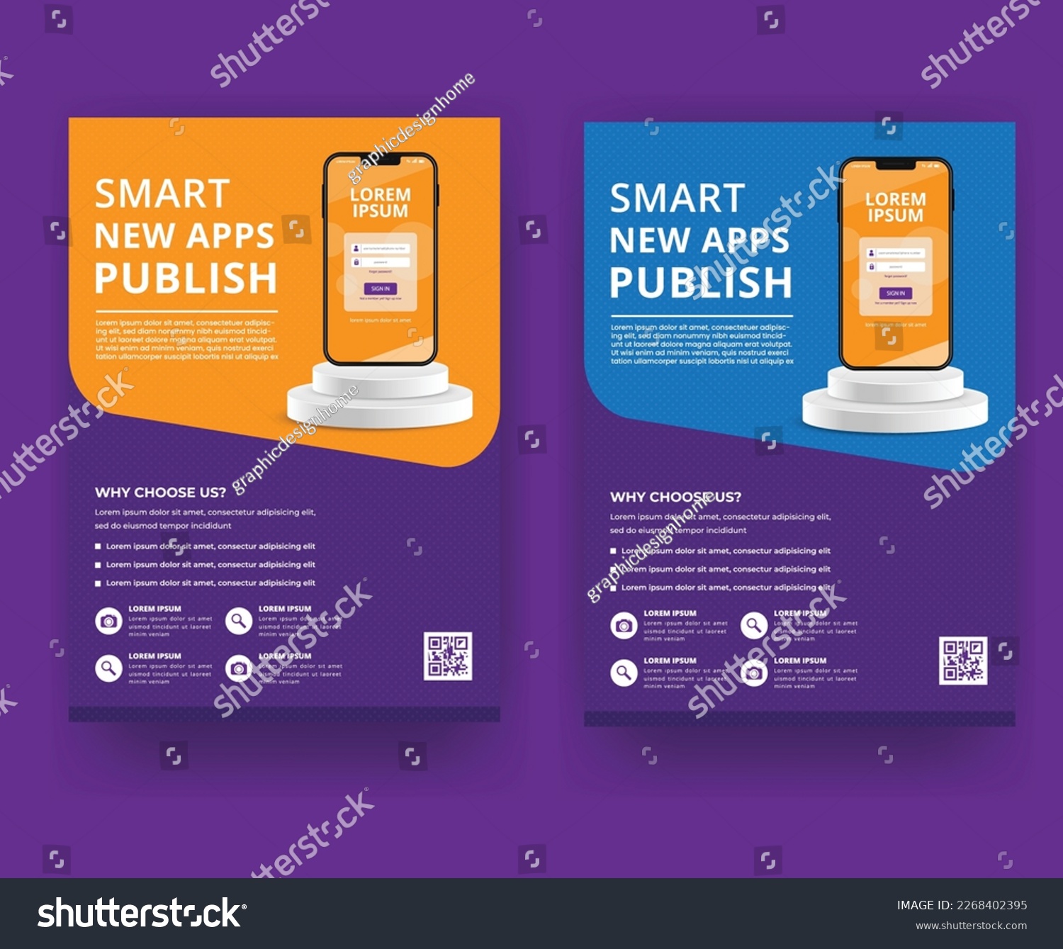 Mobile Apps Promotion Flyer Design Template Royalty Free Stock Vector