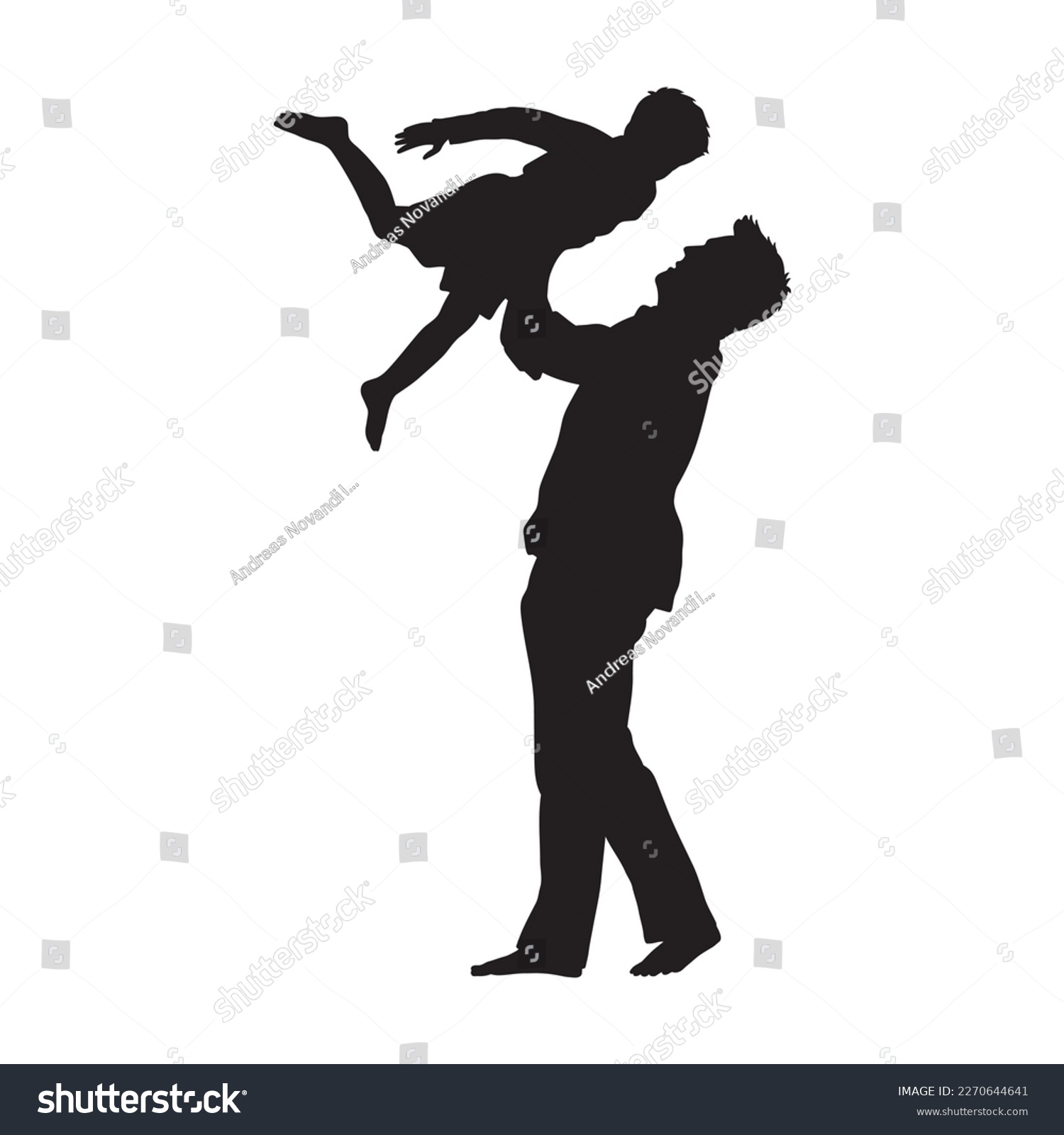 Father Lifting Son Silhouette On White Royalty Free Stock Vector