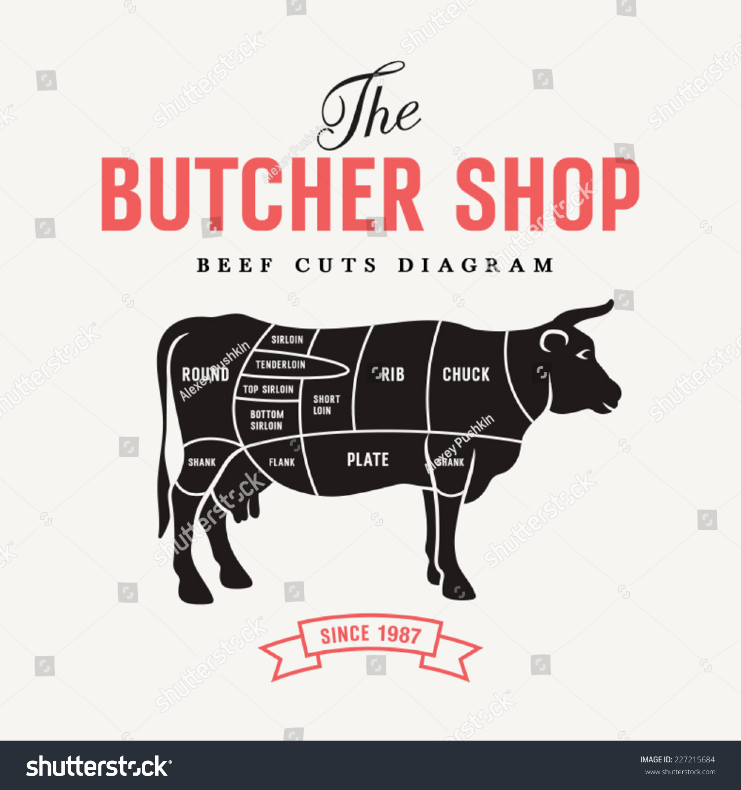 Beef Cuts Diagram Vector Illustration For Your Royalty Free Stock