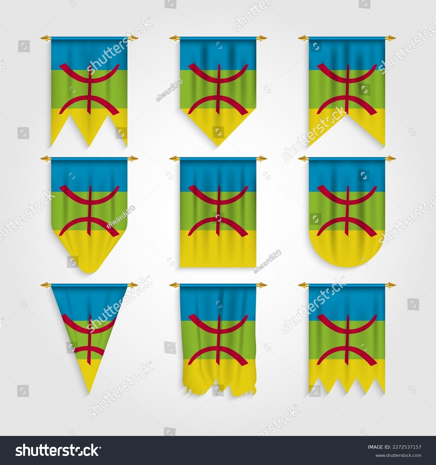 Berber Flag In Different Shapes Flag Of Amazigh Royalty Free Stock