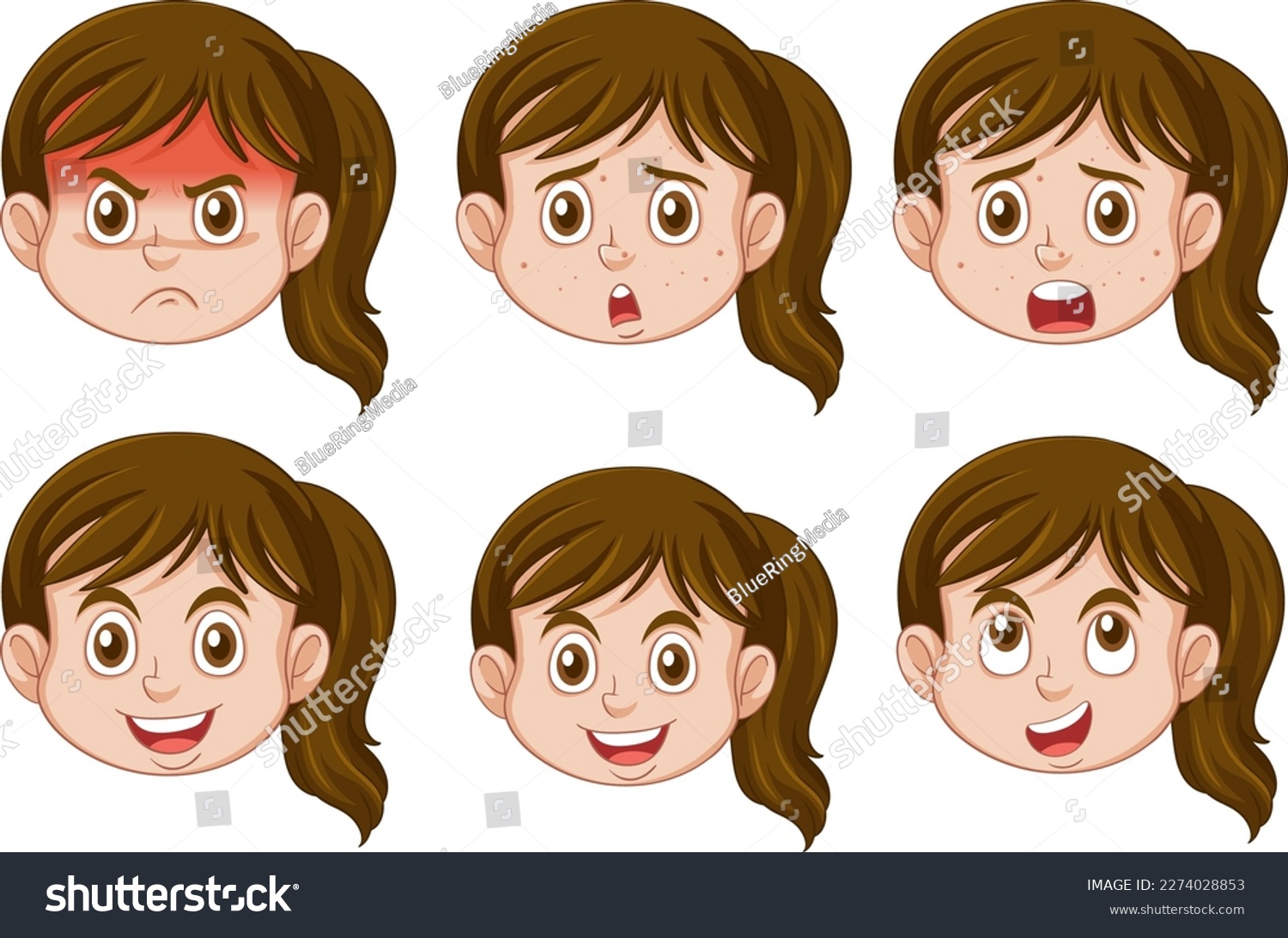 Puberty Girl Cartoon Characters Set Illustration Royalty Free Stock