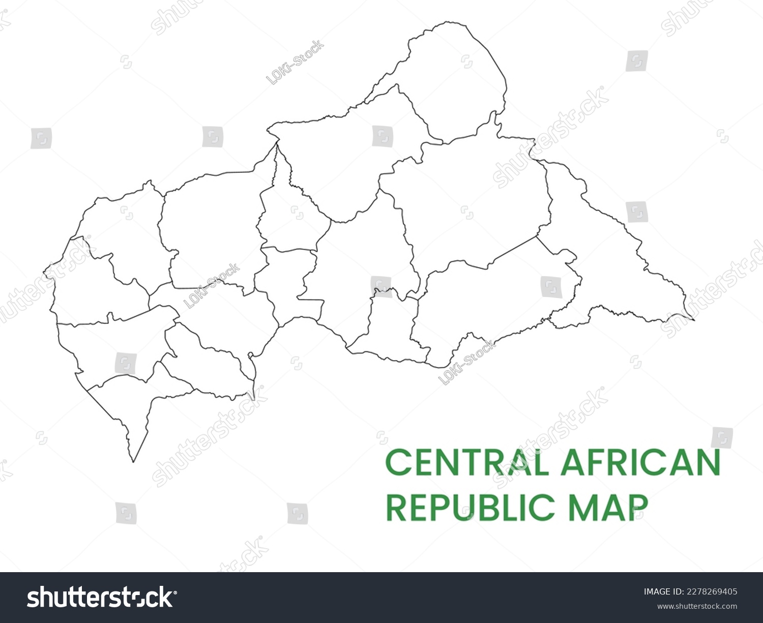 High Detailed Map Of Central African Republic Royalty Free Stock