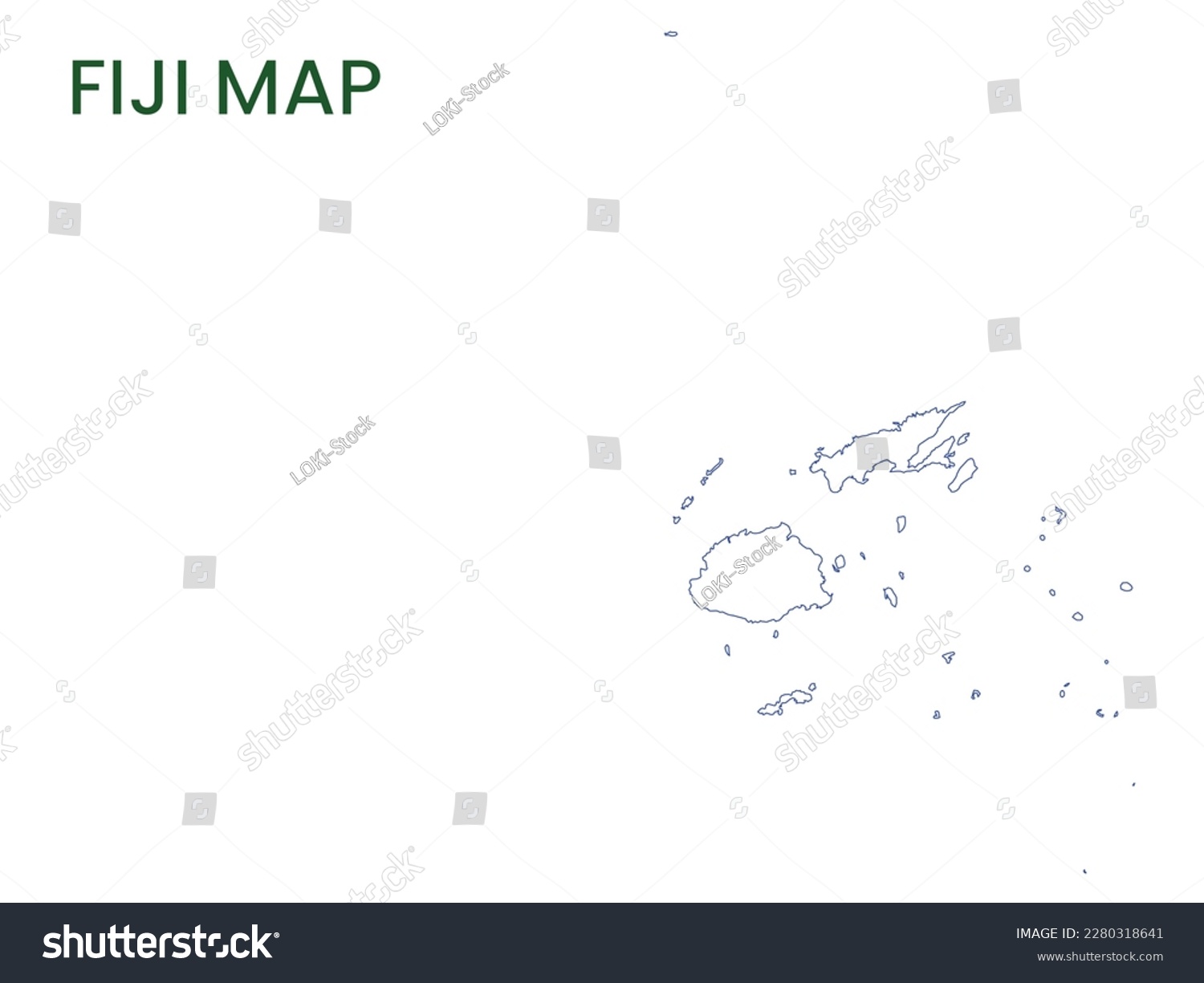 High Detailed Map Of Fiji Outline Map Of Fiji Royalty Free Stock