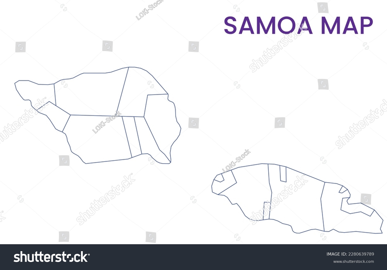 High Detailed Map Of Samoa Outline Map Of Samoa Royalty Free Stock