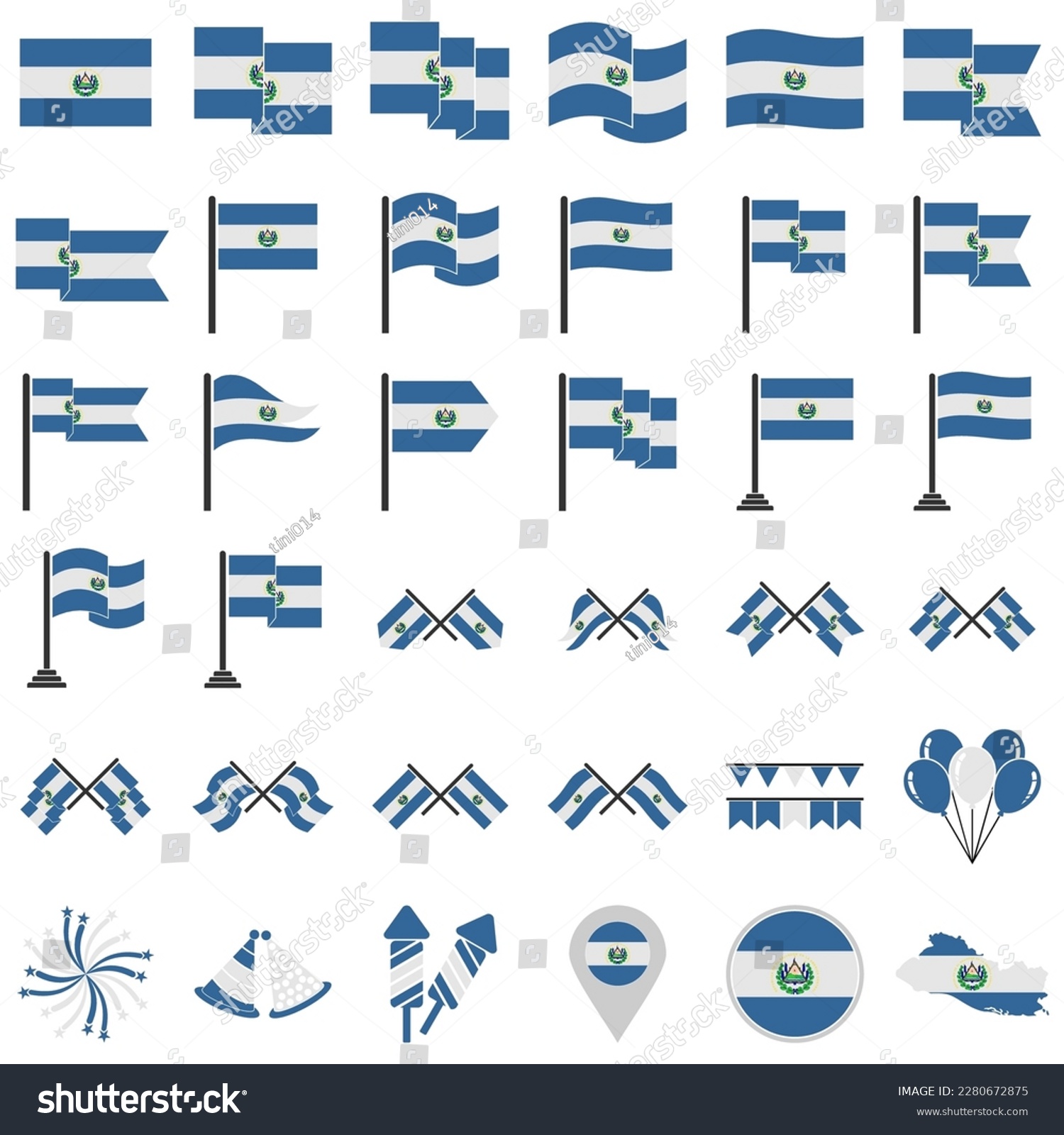 El Salvador Flags Icon Set El Salvador Royalty Free Stock Vector