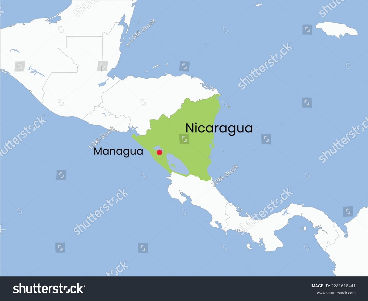 High Detailed Map Of Nicaragua Outline Map Of Royalty Free Stock