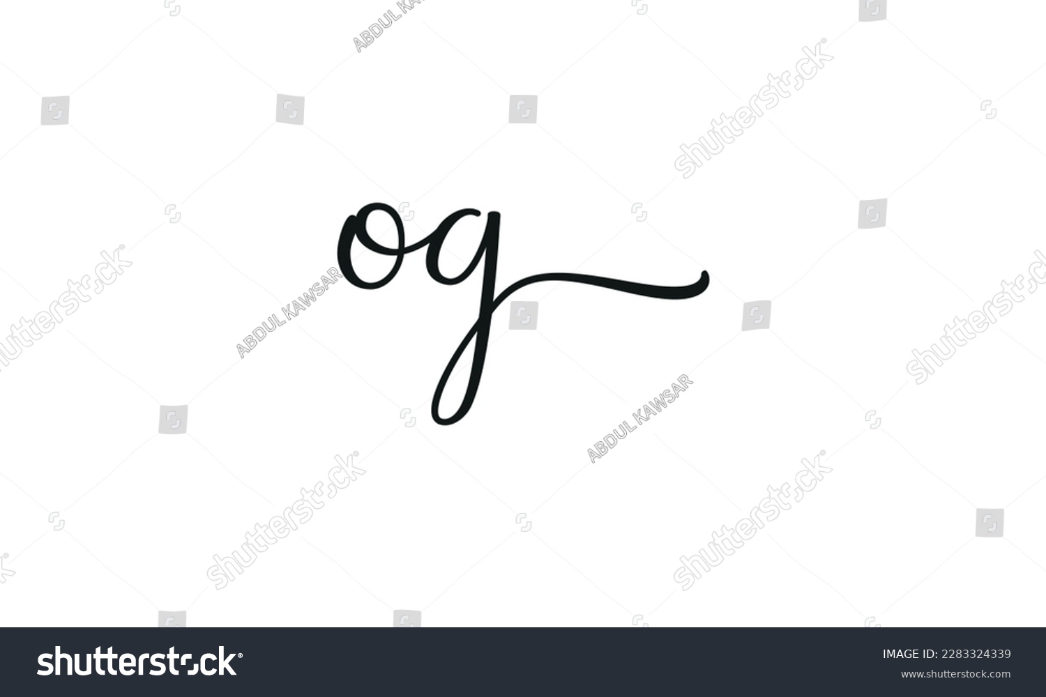 Letter OG Logo Design Handwriting Signature Royalty Free Stock Vector