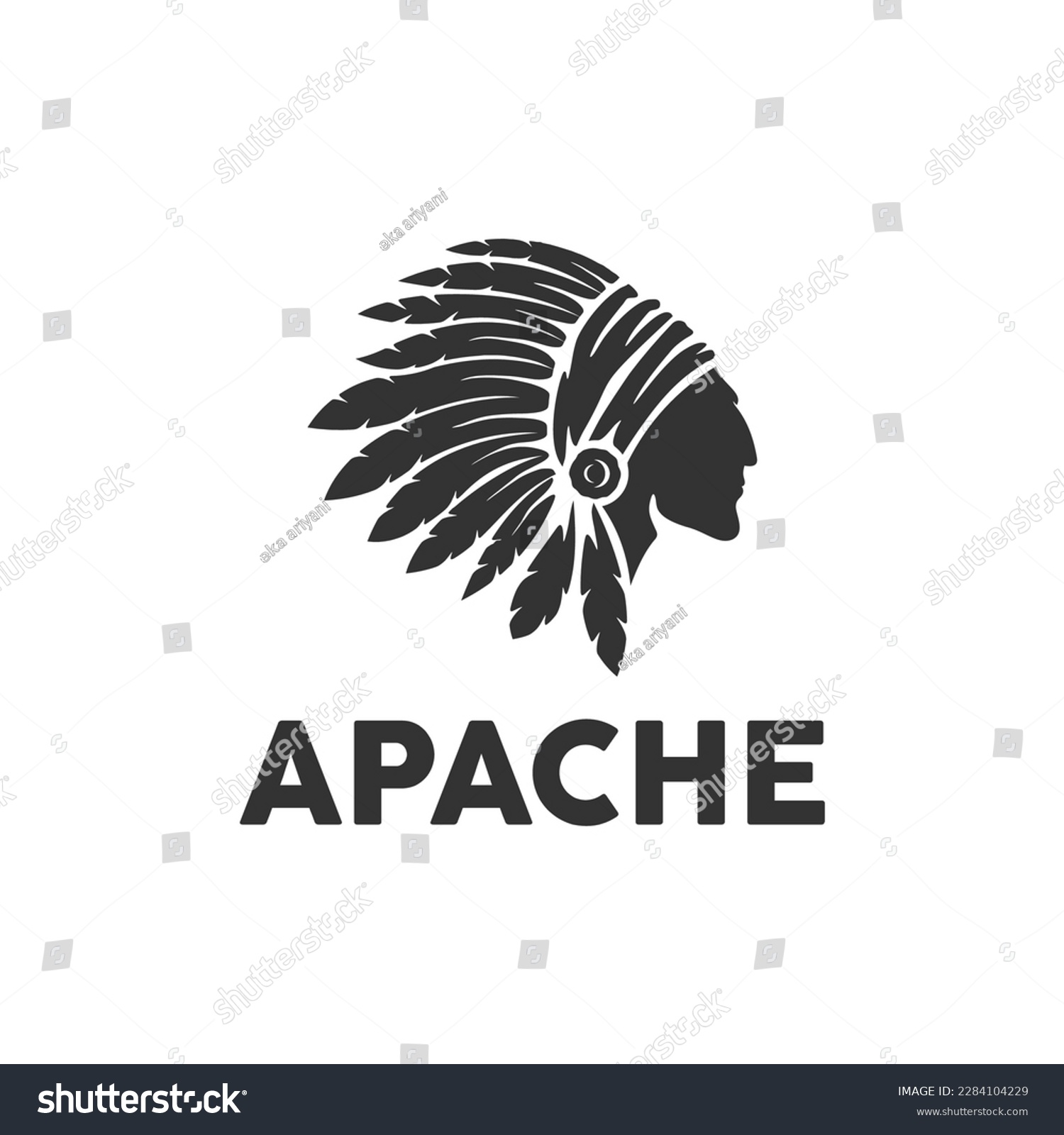 Apache Indian Chief Logo Design American Native Royalty Free Stock