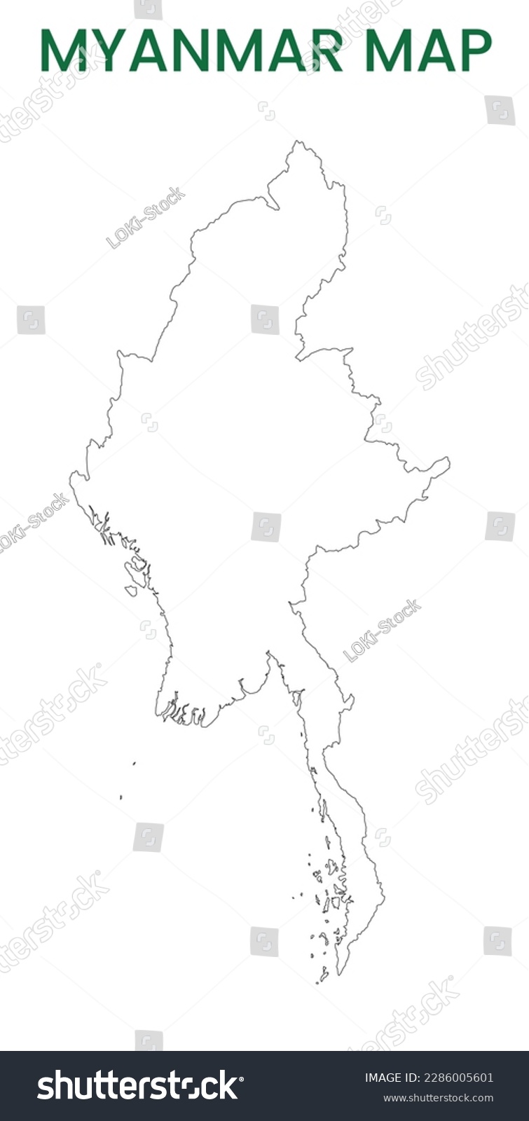 High Detailed Map Of Myanmar Outline Map Of Royalty Free Stock