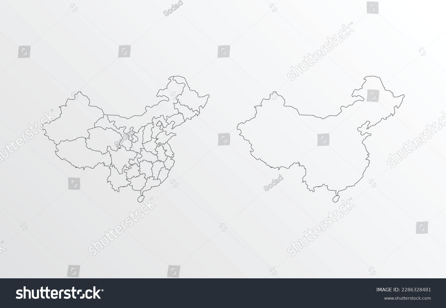 Black Outline Vector Map Of China With Regions Royalty Free Stock