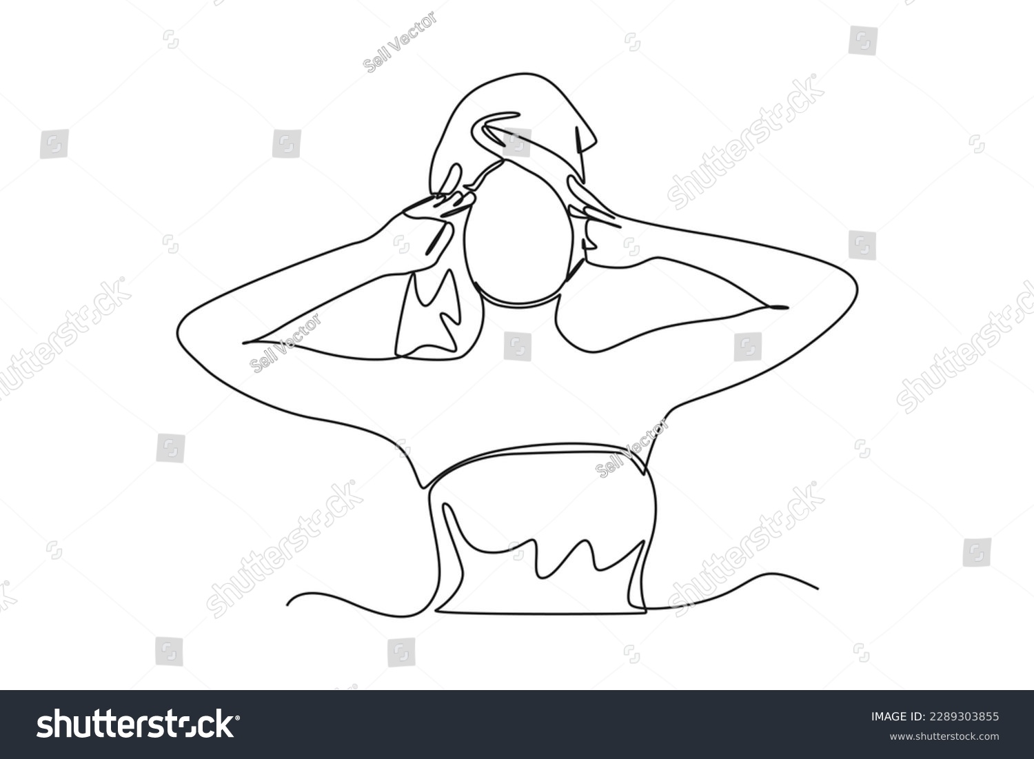 Single One Line Drawing Happy Woman Using Towel Royalty Free Stock