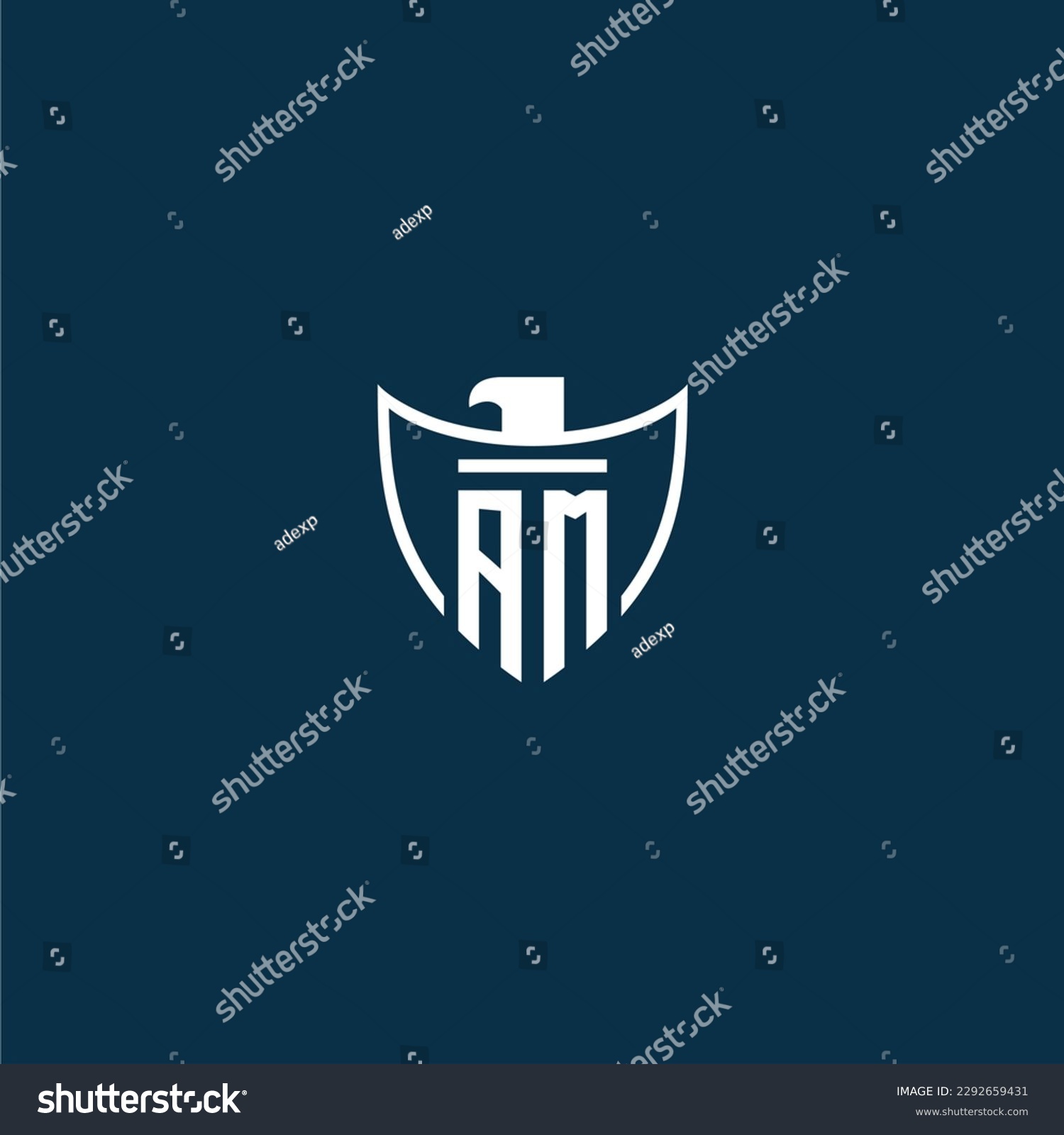 AM Initial Monogram Logo For Shield With Eagle Royalty Free Stock