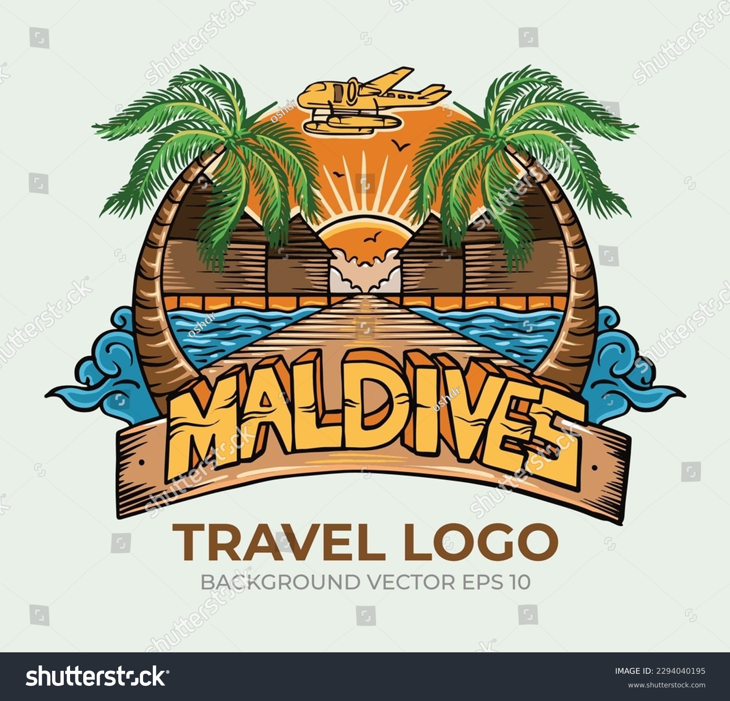 Maldives Travel Logo Vector Illustration For Royalty Free Stock