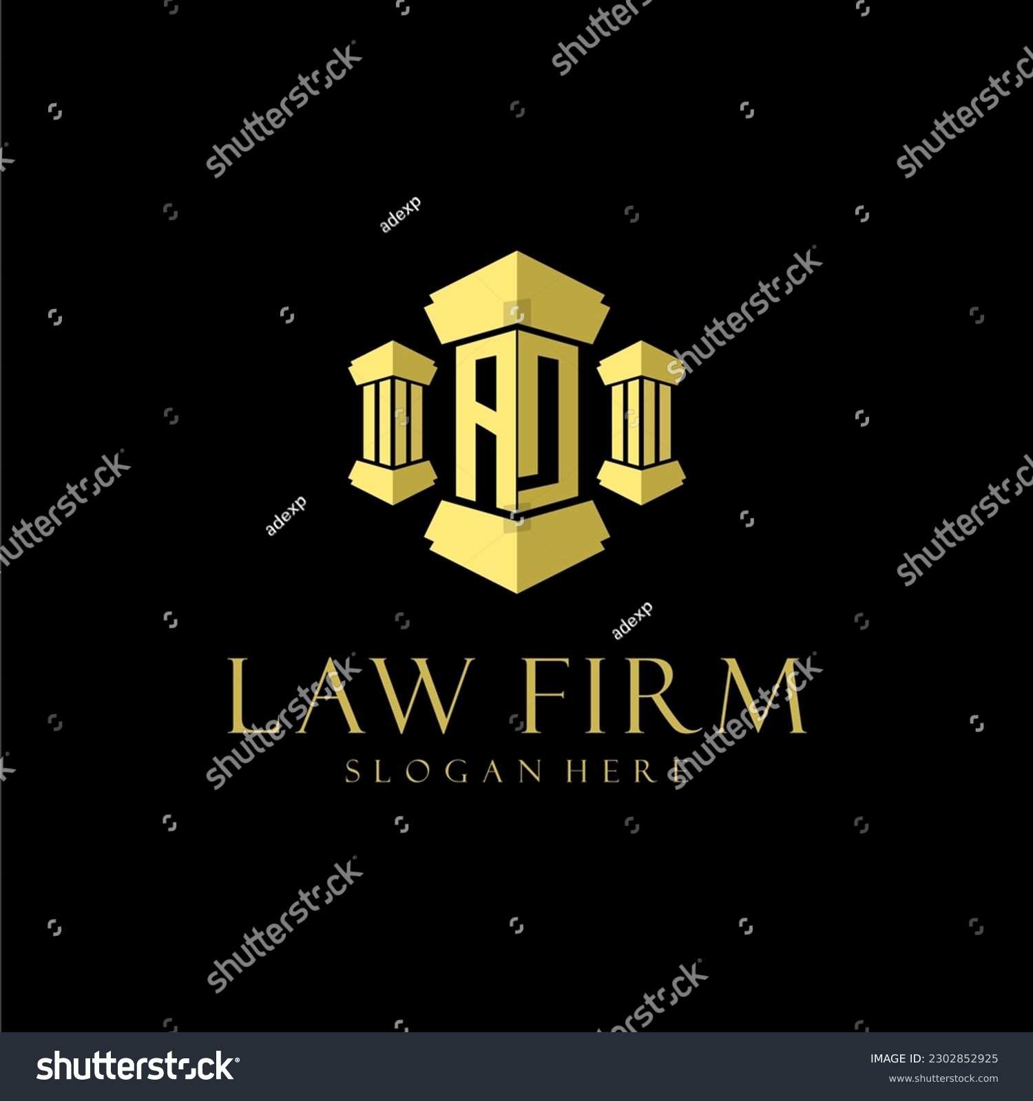 Ad Initial Monogram Logo For Lawfirm With Pillar Royalty Free Stock