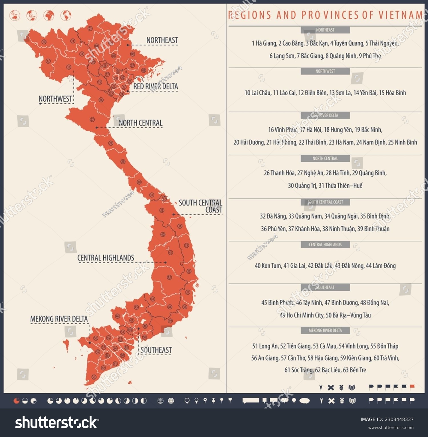 Infographic Map Of Vietnam With Administrative Royalty Free Stock